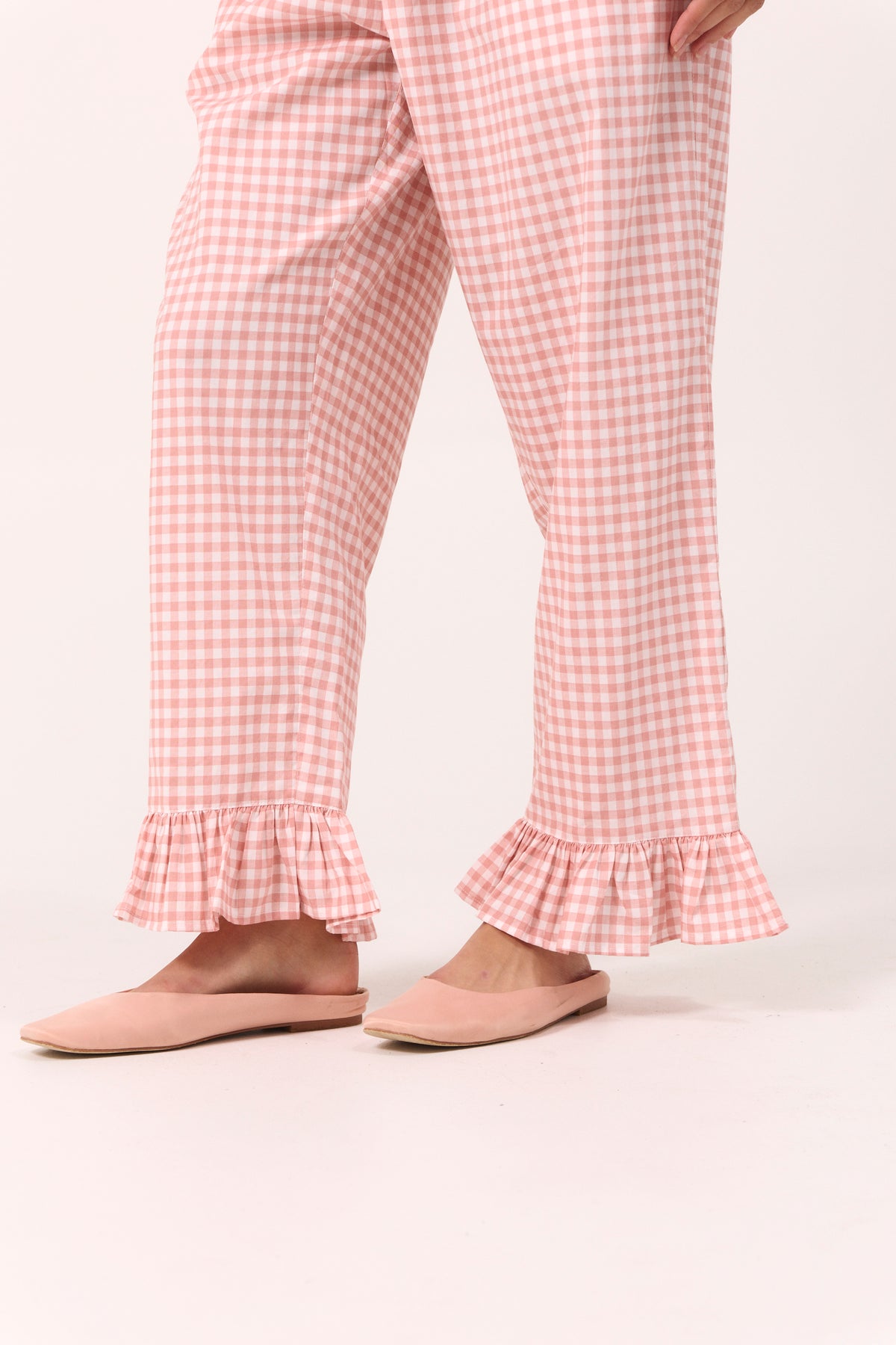 Sophie Sleep Set - Pants - Gingham - Petal Pink