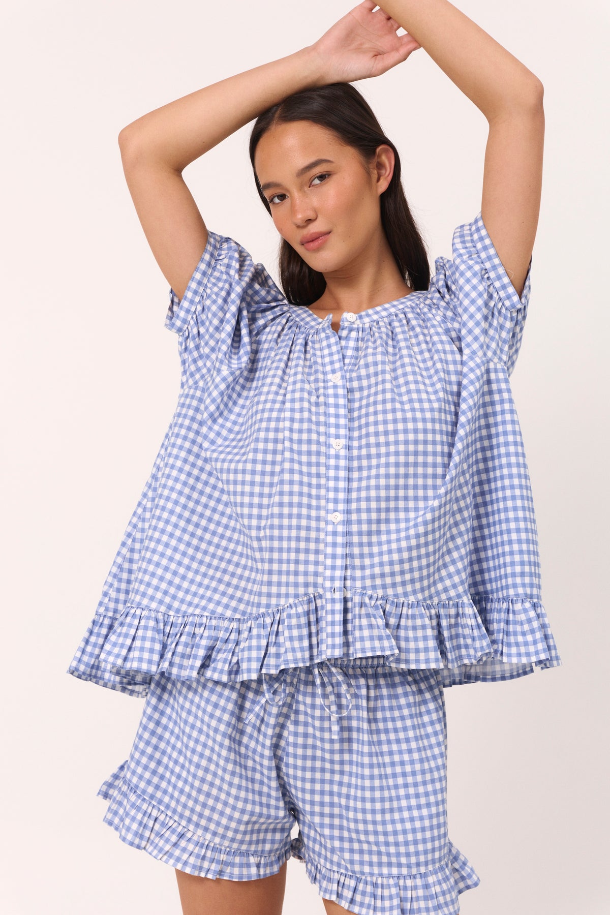 Sophie Sleep Set - Gingham - French Blue