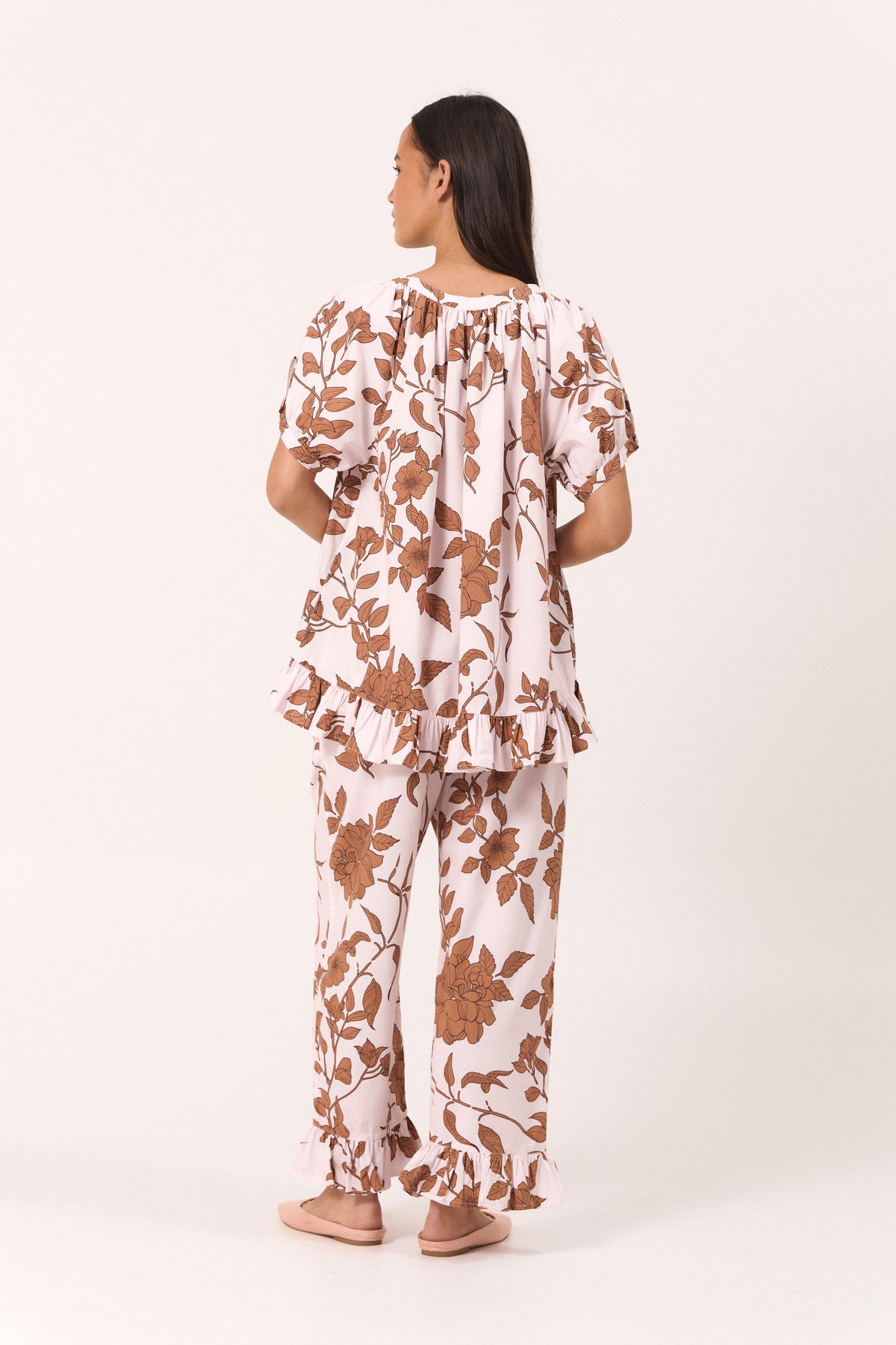 Sophie Sleep Set - Pants - Cotton Modal - Romantic Floral Toffee