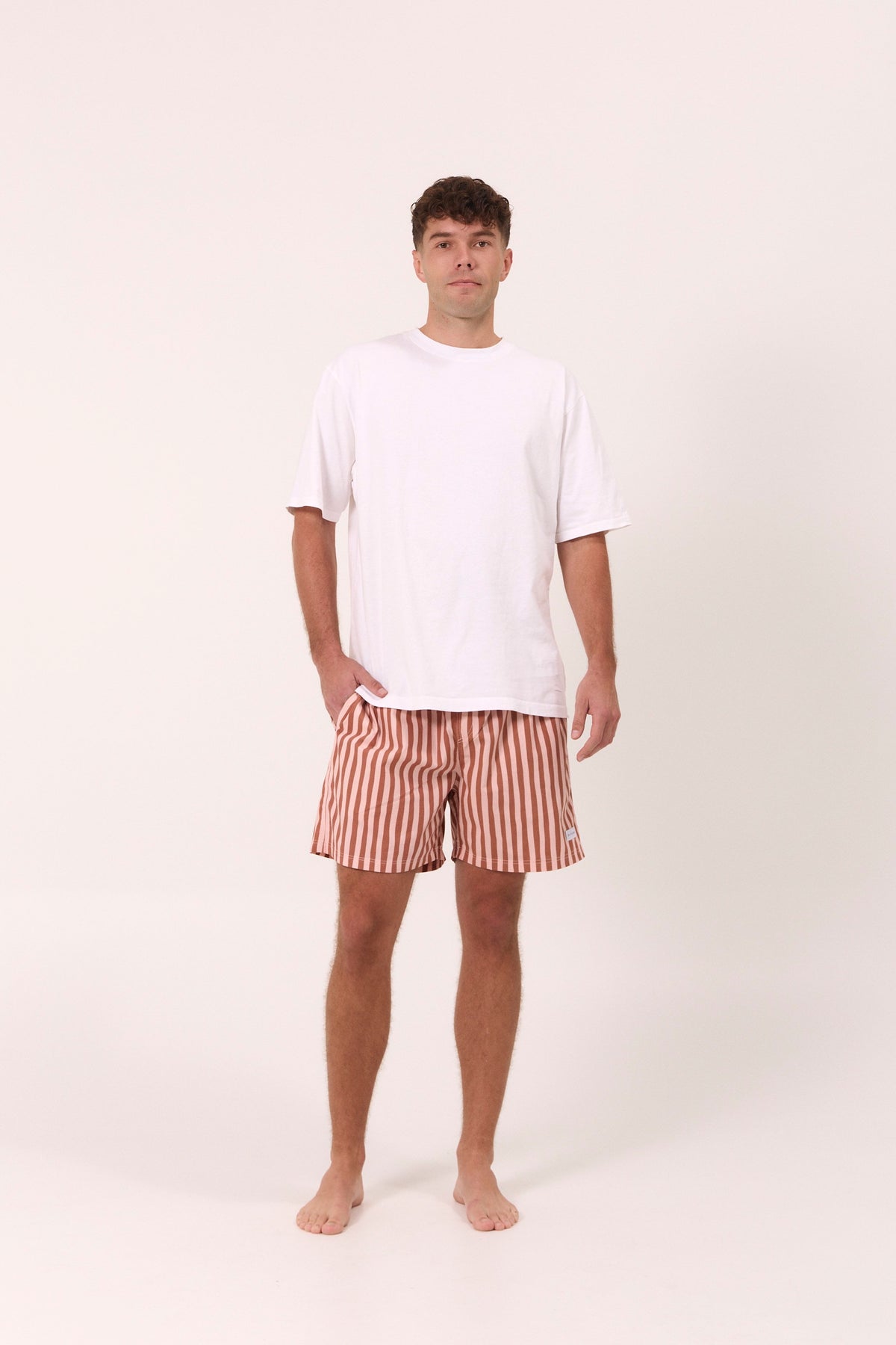 Mens Boxers - Cotton Modal - Stripe Mocha