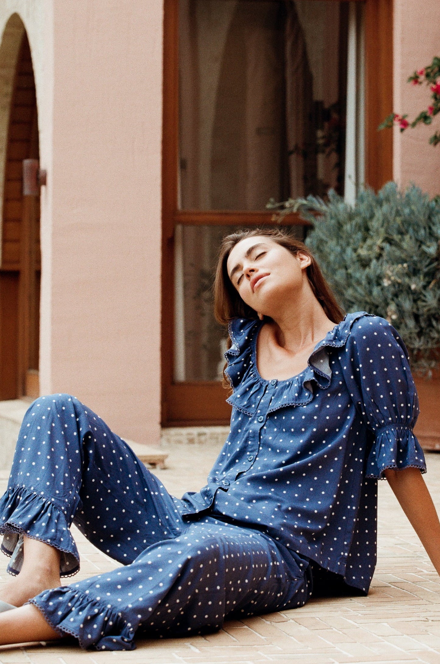 Jemima Sleep Set - Pants - ECOVERO™ - Indigo Dot