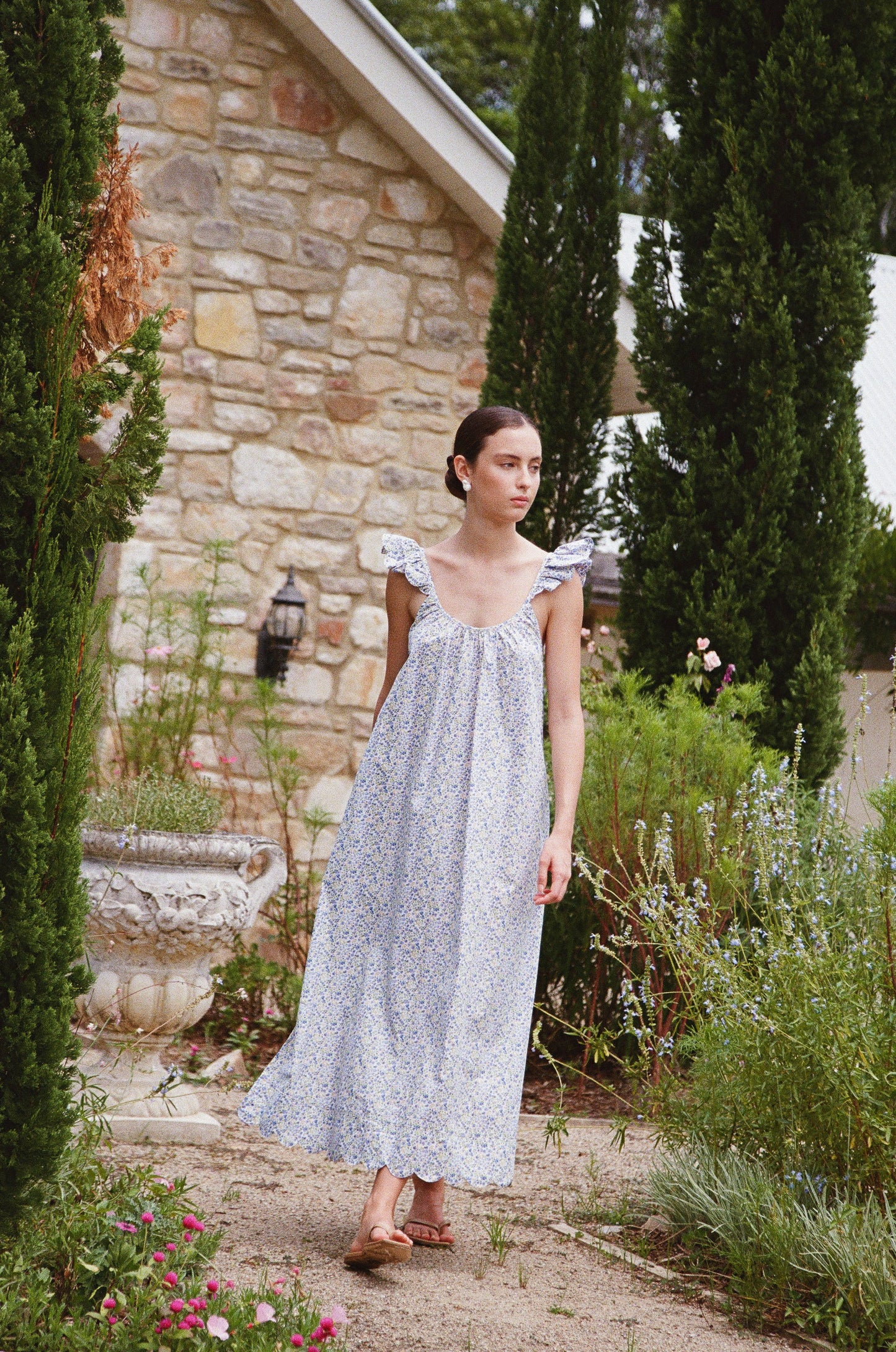 Indah Wing Nightie - Long - Floret Blue