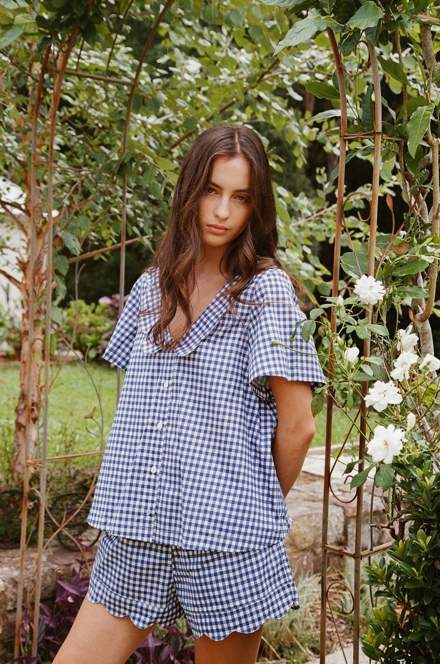 Penelope Sleep Set - Gingham - Navy