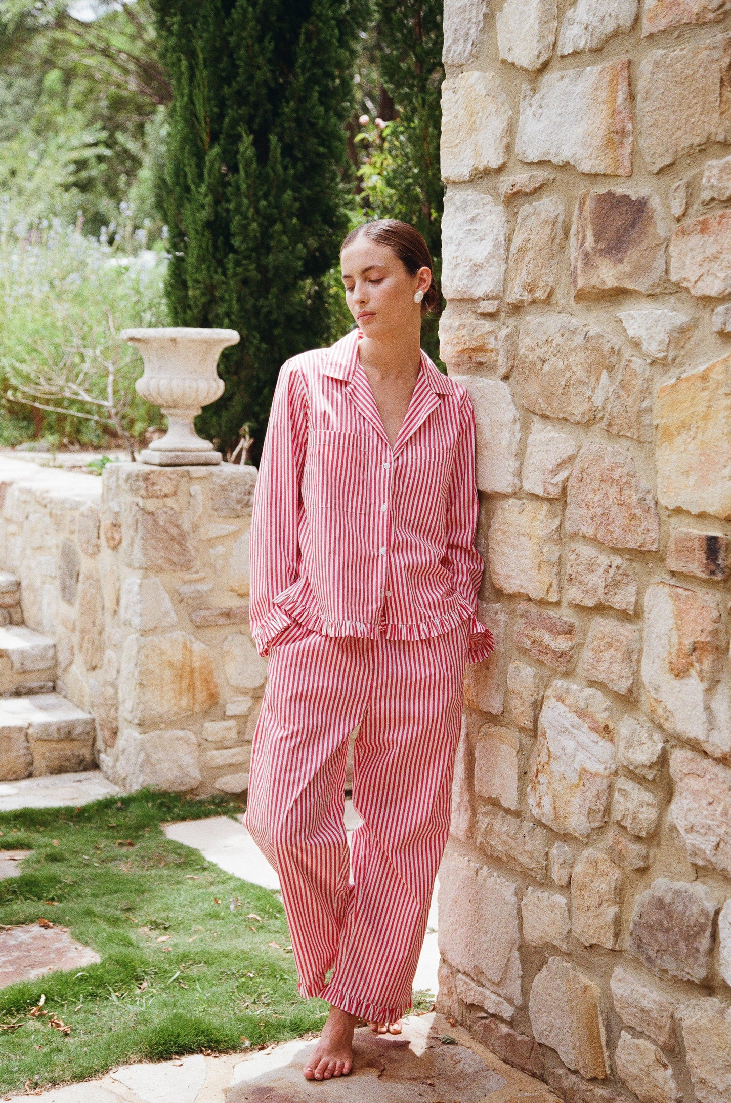 Felicity Frill Set - Long - Pinstripe Cherry