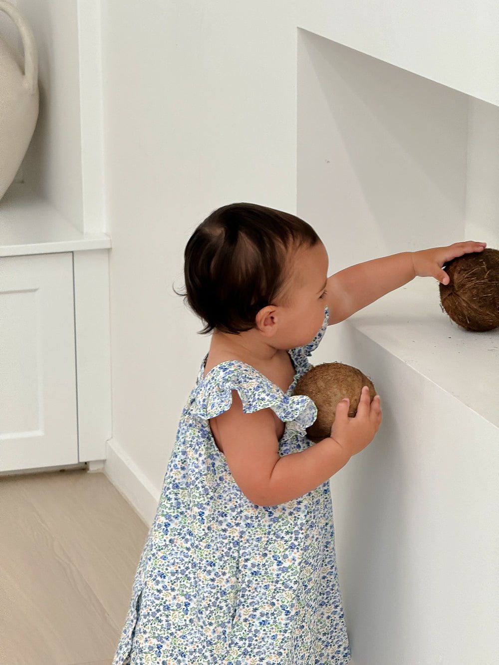 Girls Harriet Lounge Dress - Cotton - Floret Blue