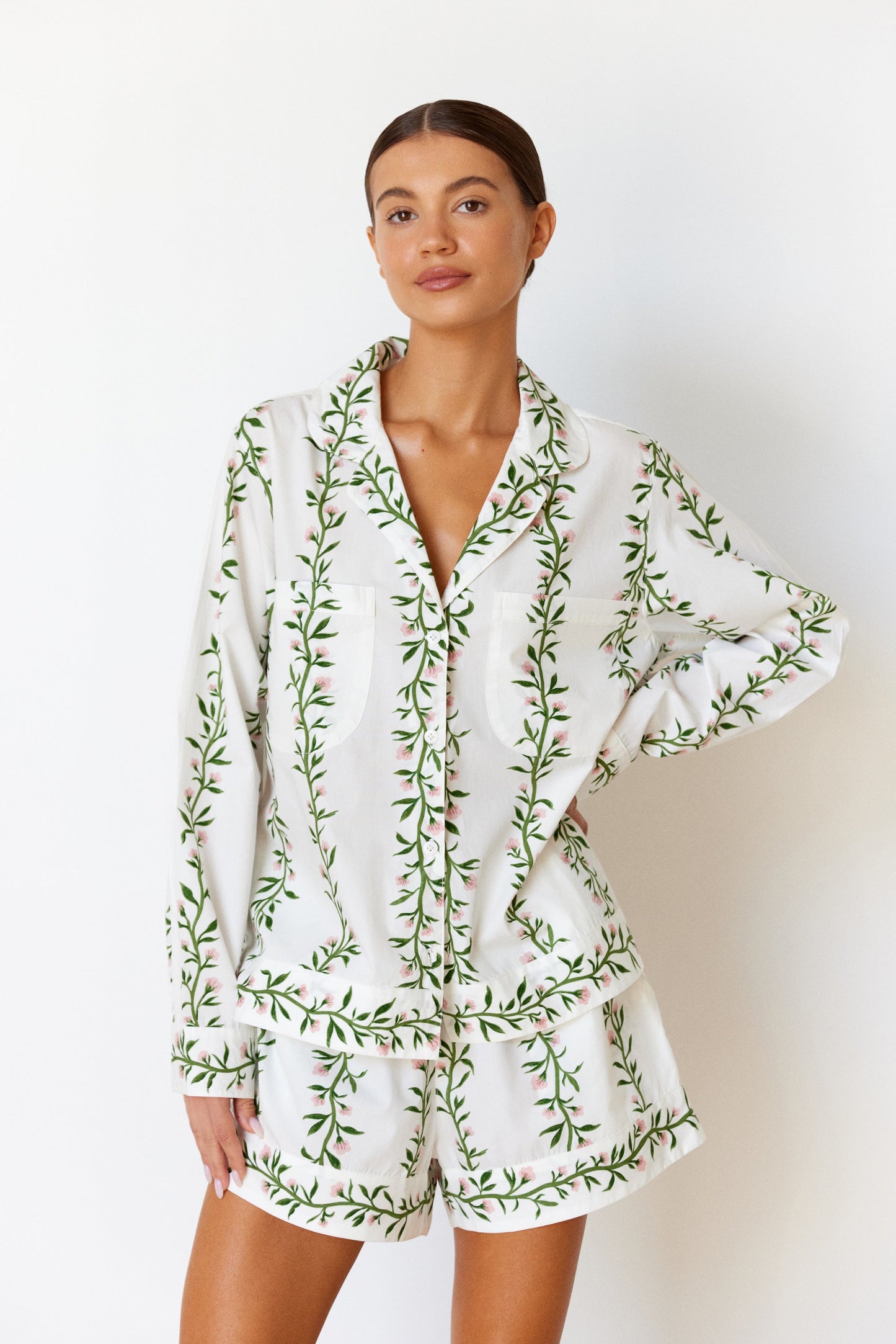 Emily Sleep Set - Long Sleeve - Cotton - Vine Pink