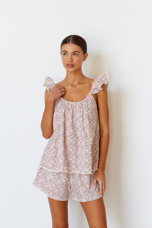 Indah Wing Sleep Set - Floret Pink + Trim