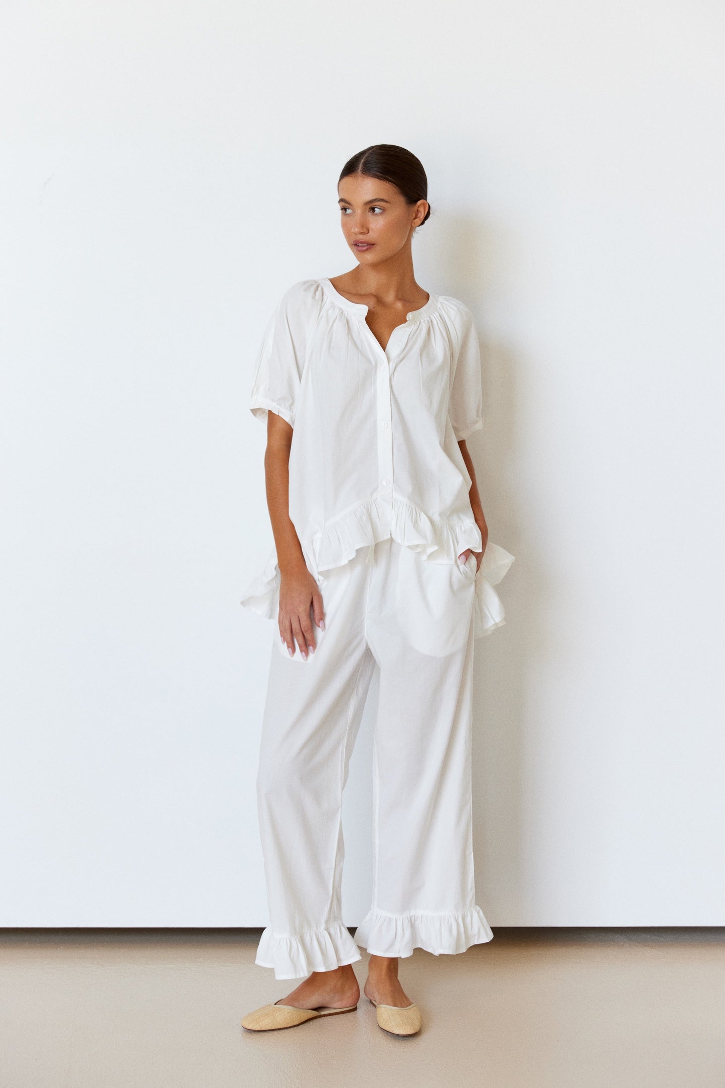 Sophie Sleep Set - Pants - Cotton Modal - Off White
