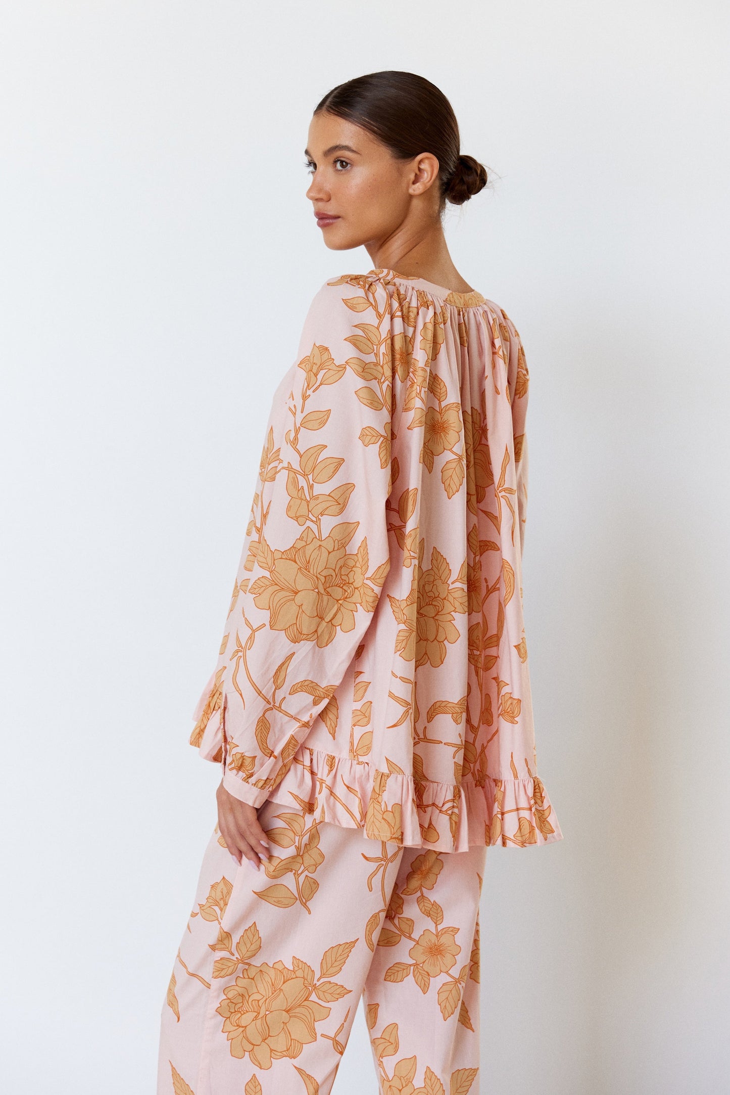 Sophie Sleep Set - Long - Cotton Modal - Romantic Floral Peach