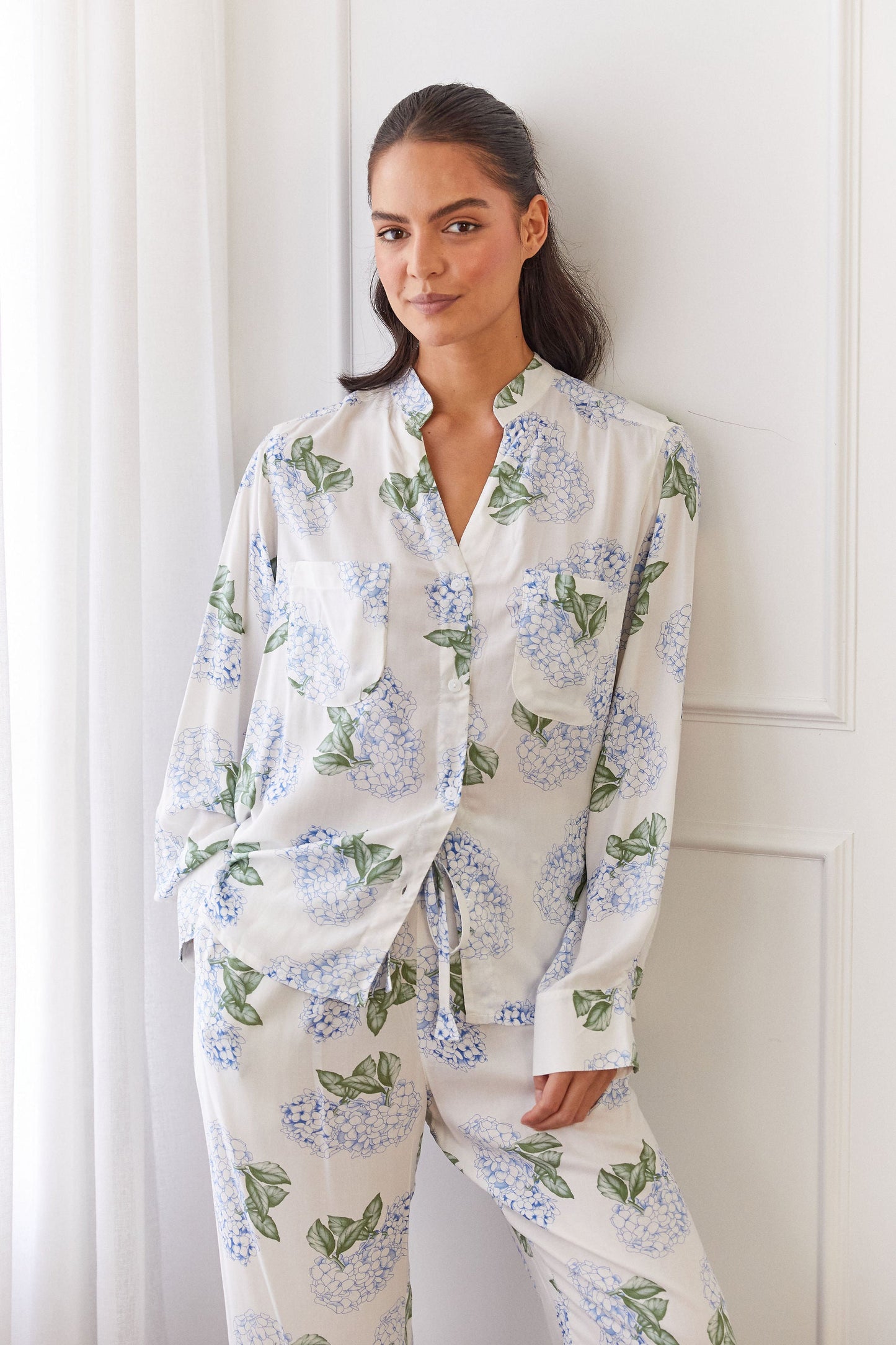 Maggie Pyjama Set - Long - Hydrangea Blue