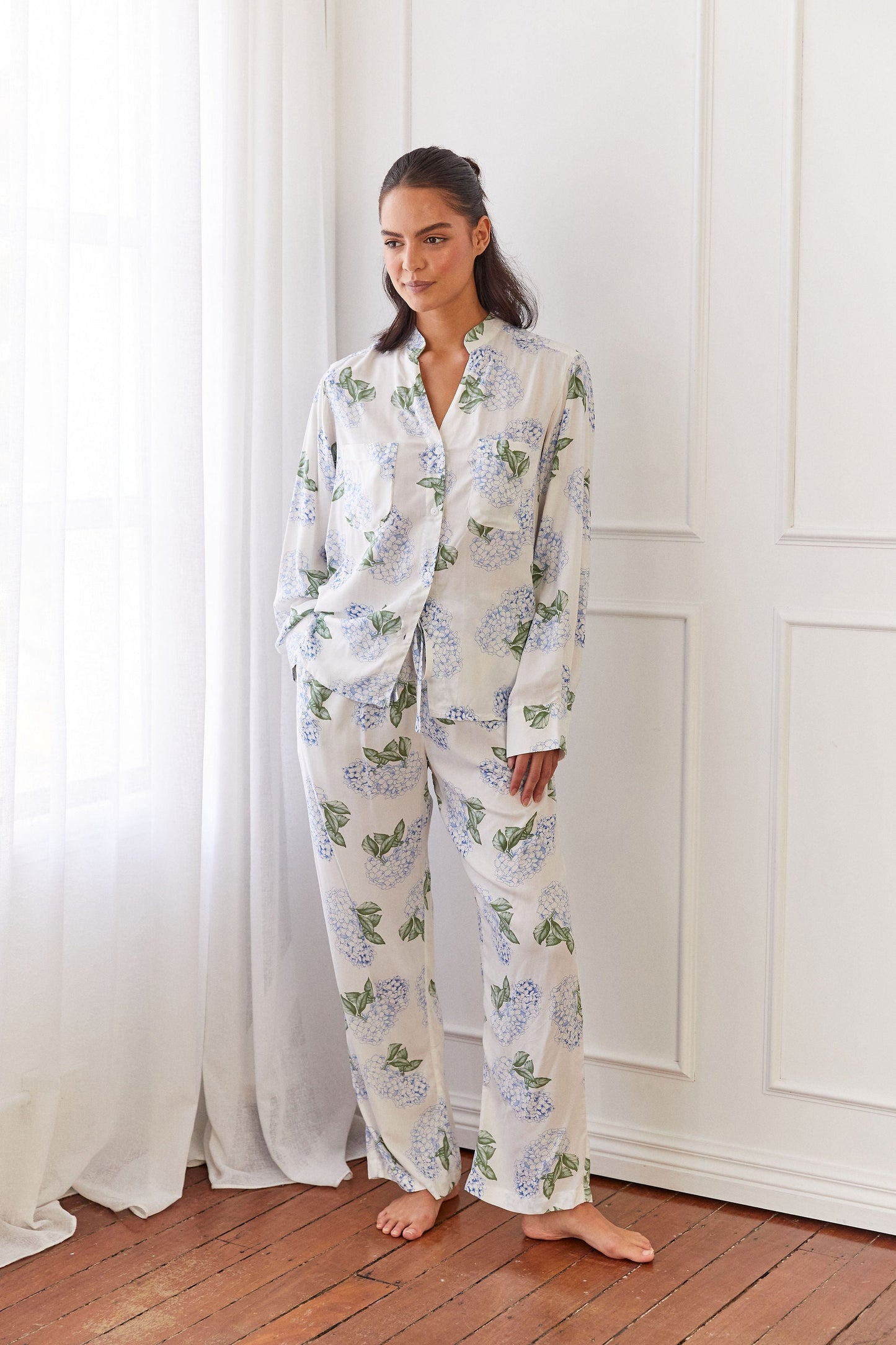 Maggie Pyjama Set - Long - Hydrangea Blue
