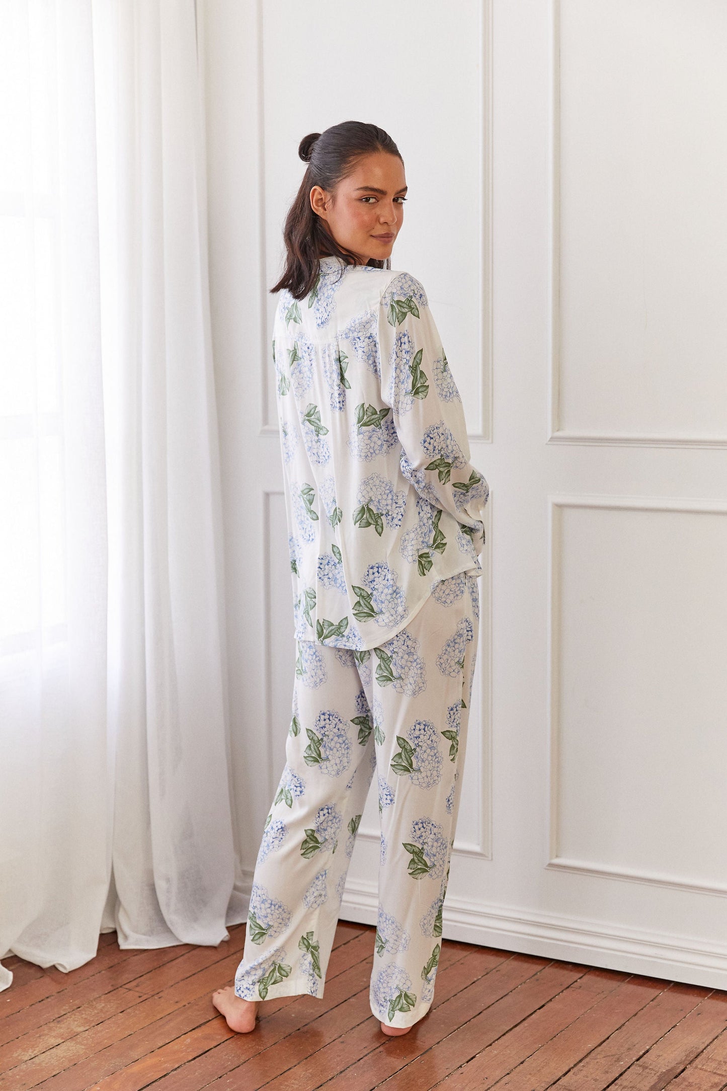 Maggie Pyjama Set - Long - Hydrangea Blue