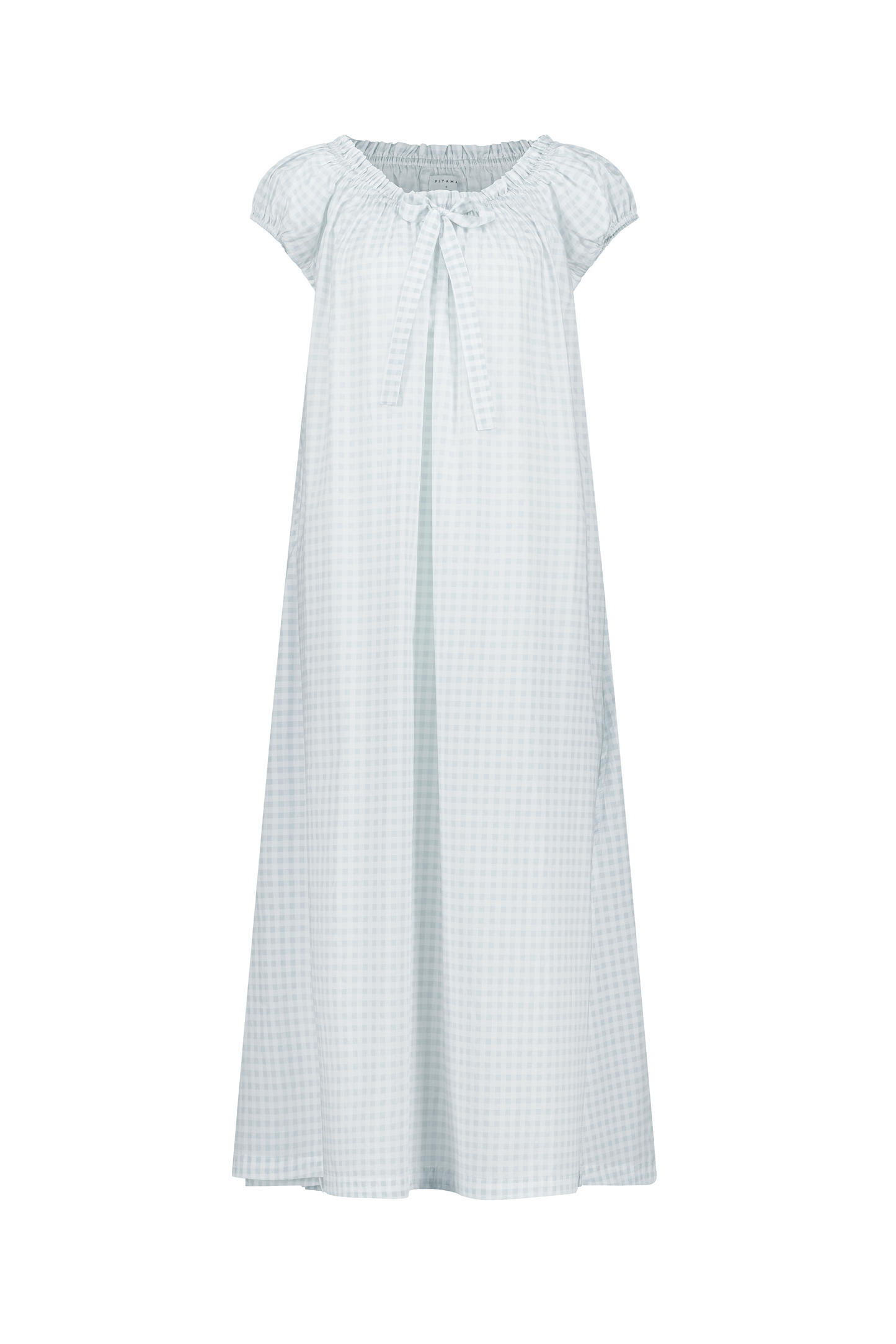 Lily Lounge Dress - Long - Gingham Pale Blue