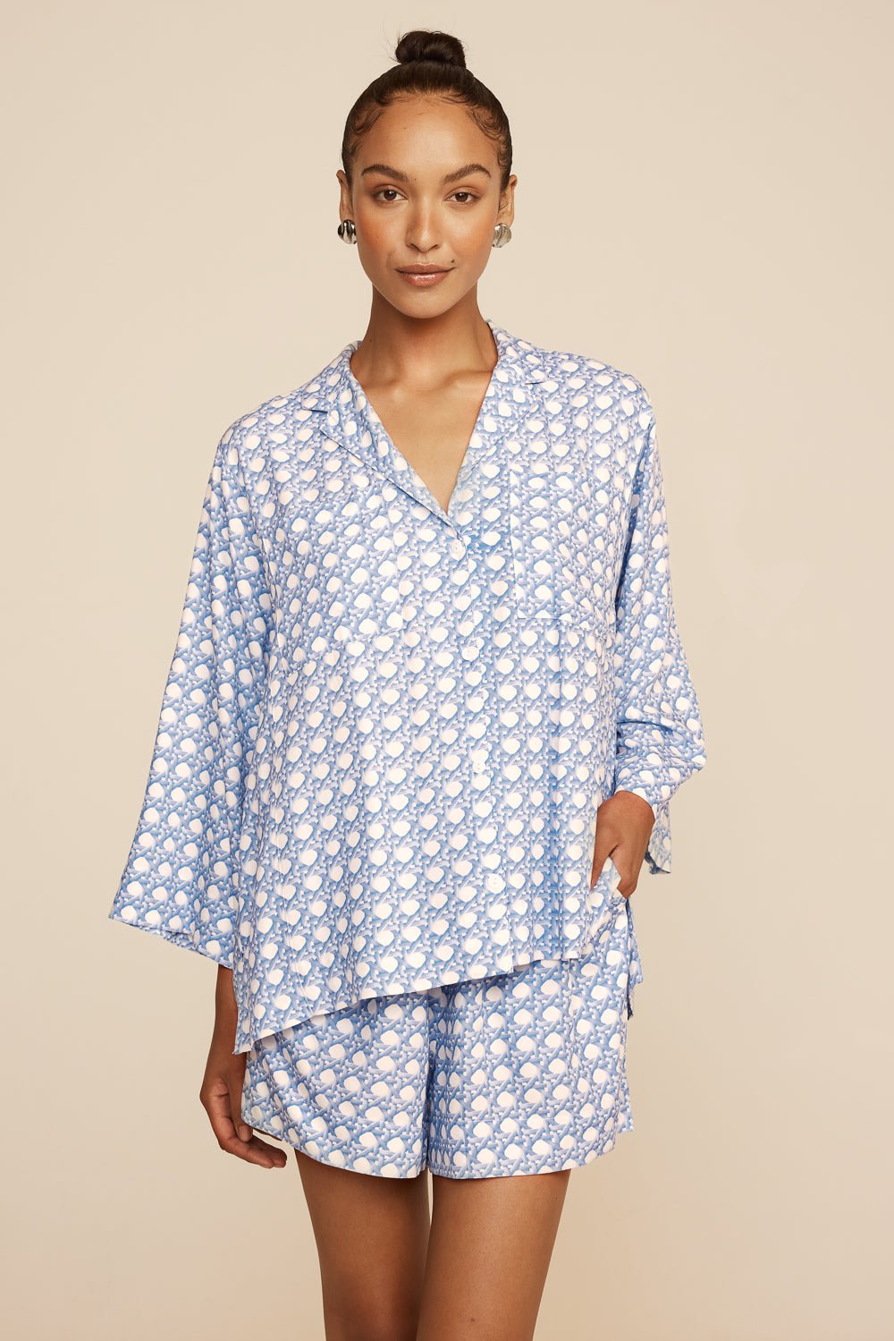 Peta Sleep Set - ECOVERO™ - Rattan - Cornflower Blue