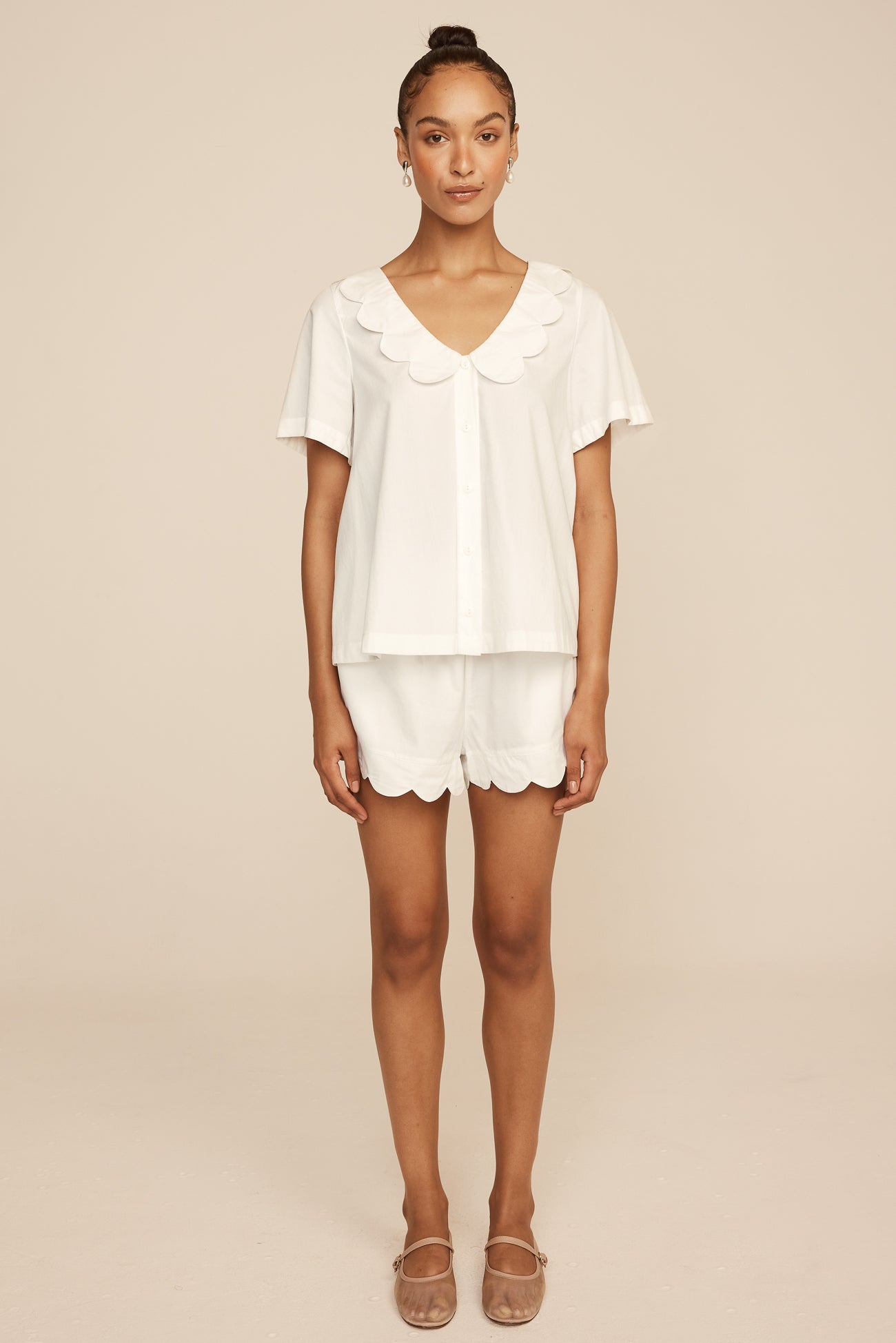 Penelope Sleep Set - Shorts - Cotton Modal - Off White
