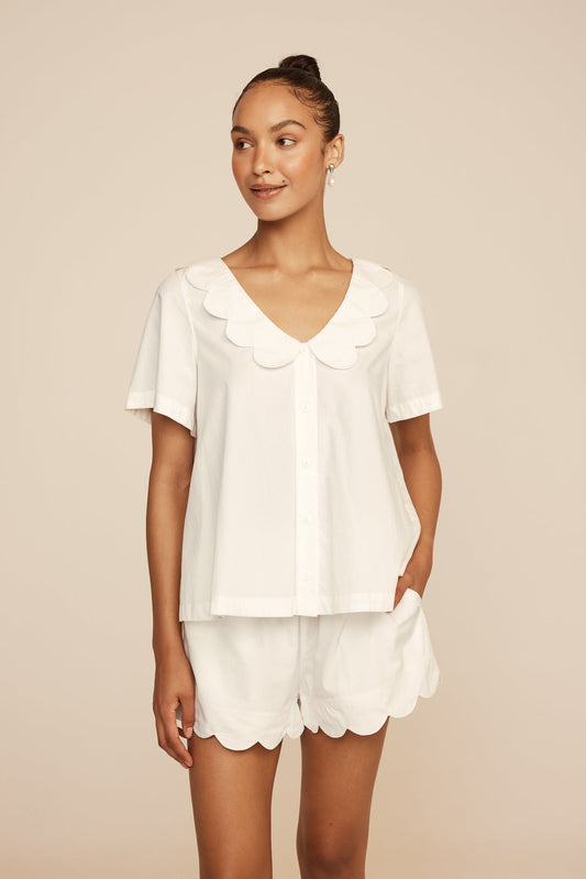 Penelope Sleep Set - Shorts - Cotton Modal - Off White