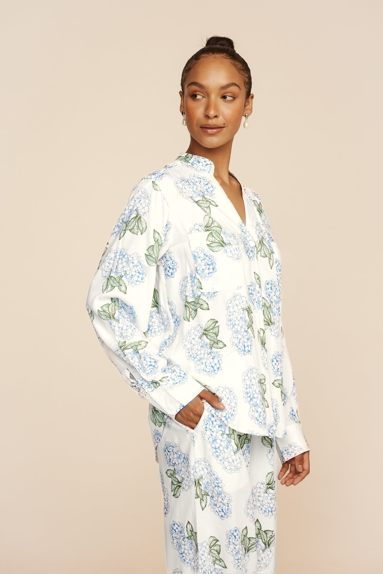 Maggie Pyjama Set - Long - Hydrangea Blue