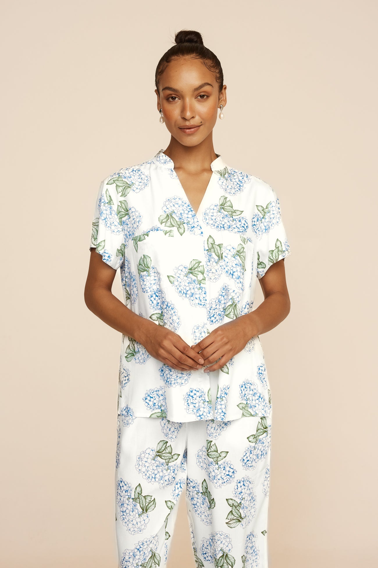 Maggie Pyjama Set - Long Pants - Hydrangea Blue