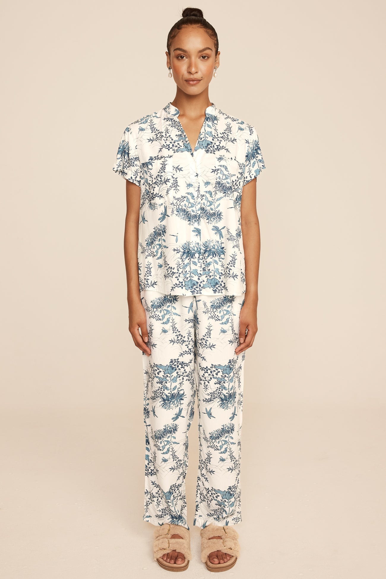 Maggie Pyjama Set - Long Pants - Summer Toile - Aegean Blue