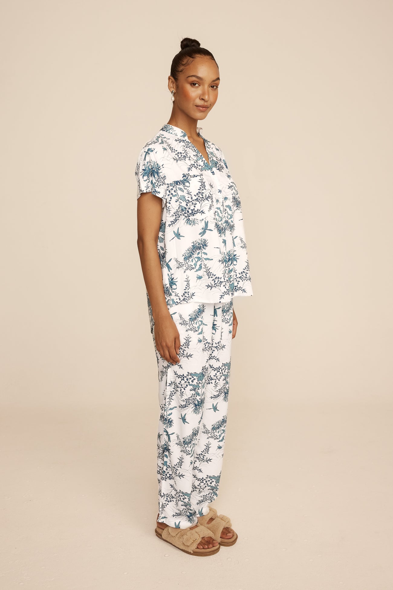 Maggie Pyjama Set - Long Pants - Summer Toile - Aegean Blue