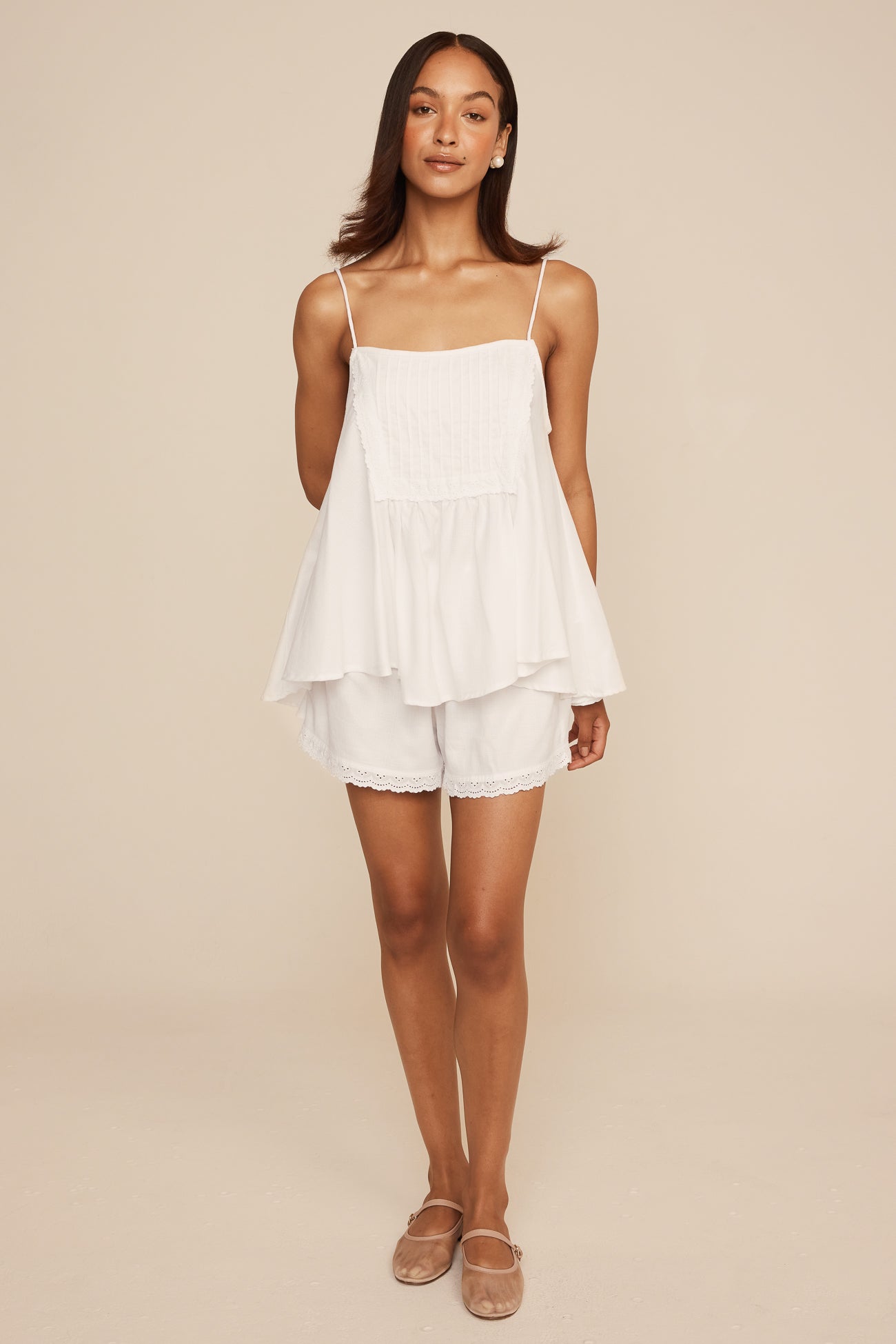 Lydia Sleep Set - Lyocell Linen - Coconut + Daisy Trim