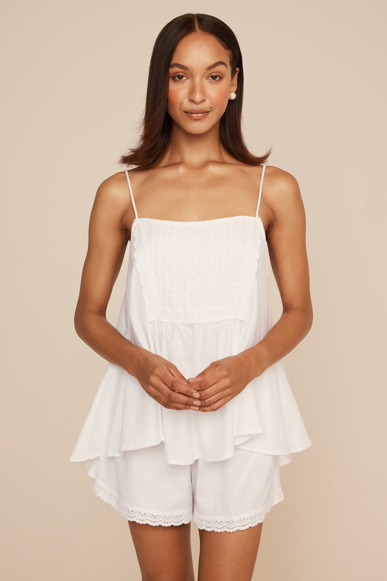 Lydia Sleep Set - Lyocell Linen - Coconut + Daisy Trim