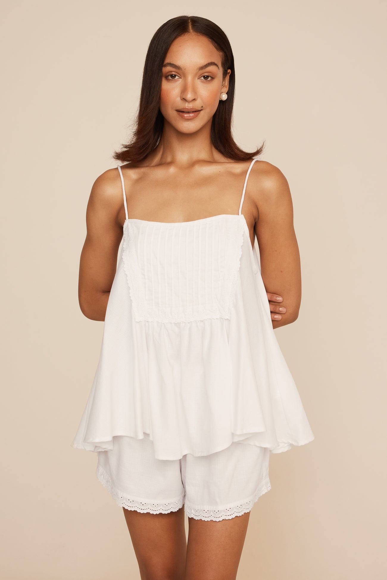 Lydia Sleep Set - Lyocell Linen - Coconut + Daisy Trim