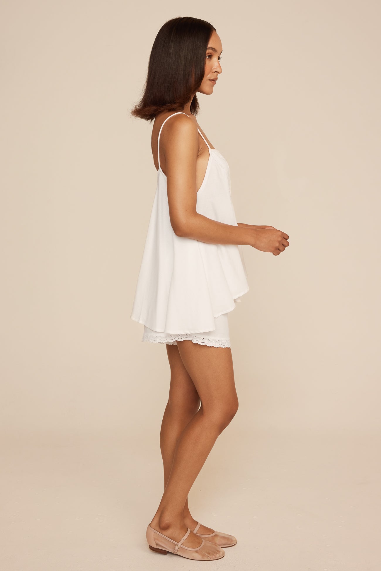 Lydia Sleep Set - Lyocell Linen - Coconut + Daisy Trim