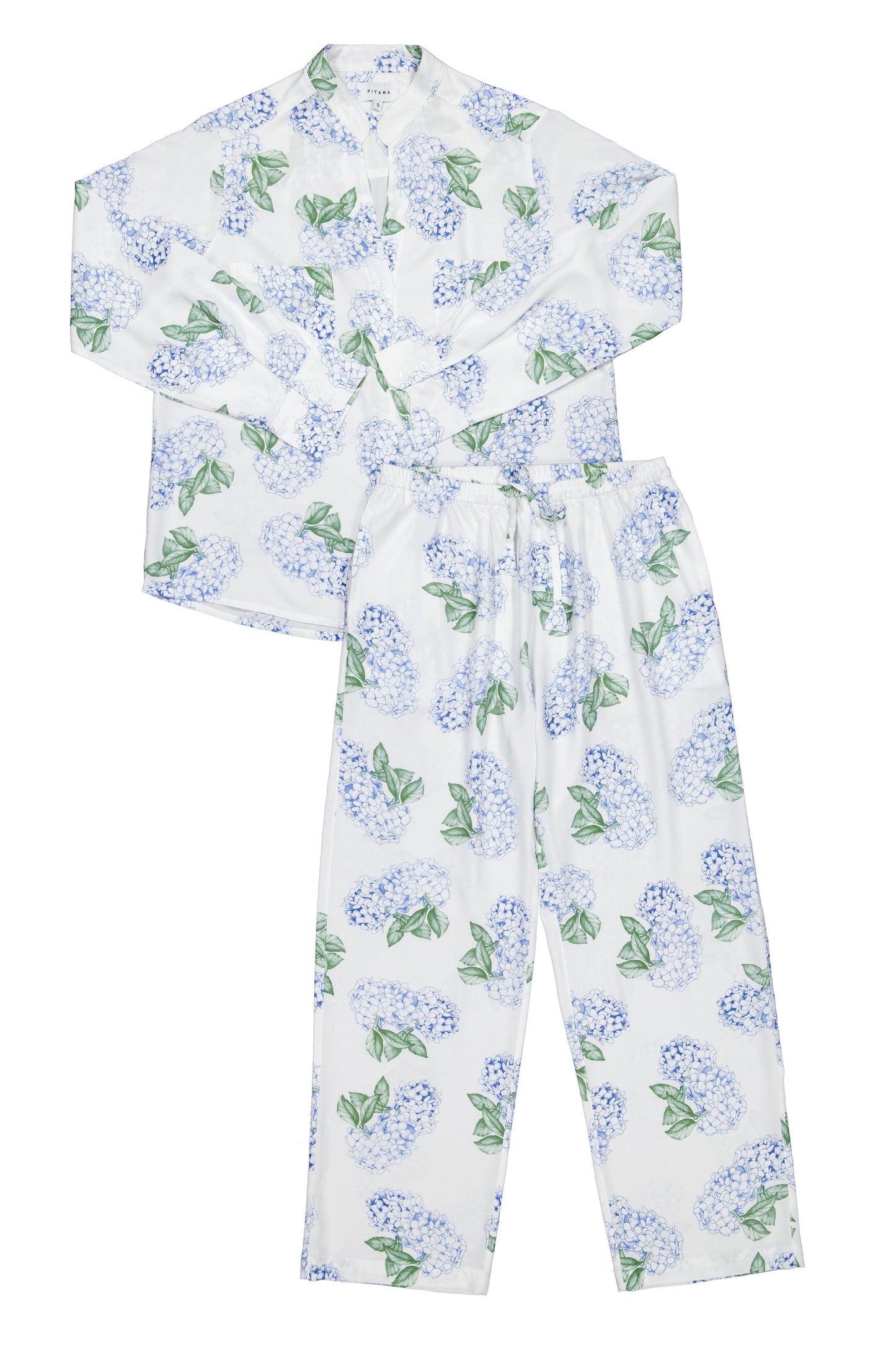 Maggie Pyjama Set - Long - Hydrangea Blue