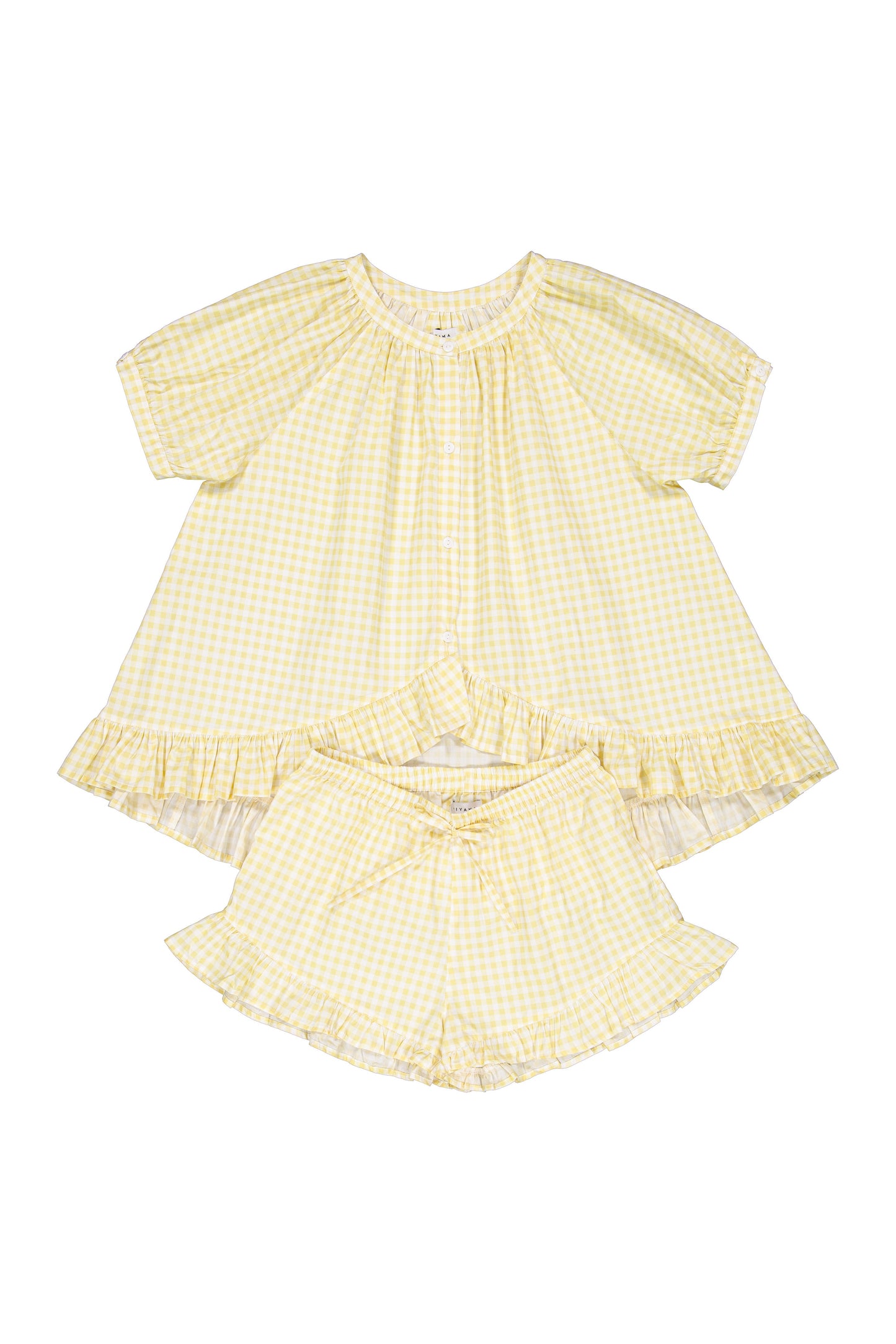 Girls Sophie Sleep Set - Cotton - Gingham Yellow