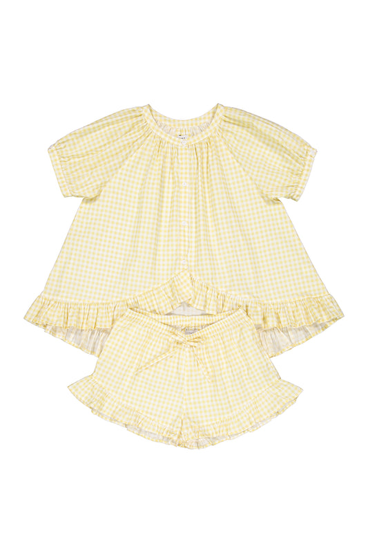 Girls Sophie Sleep Set - Cotton - Gingham Yellow