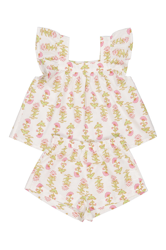 Girls Harriet Set - Cotton - Lotus Flower - Pink