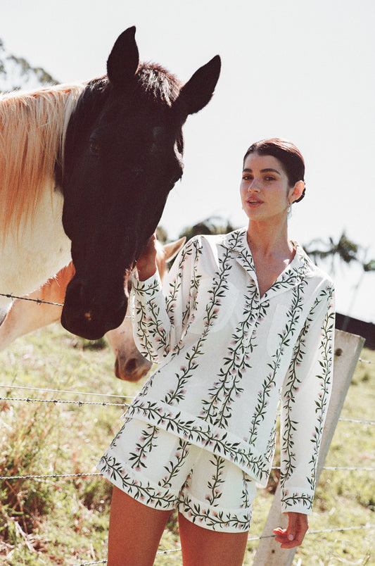 Emily Sleep Set - Long Sleeve - Cotton - Vine Pink