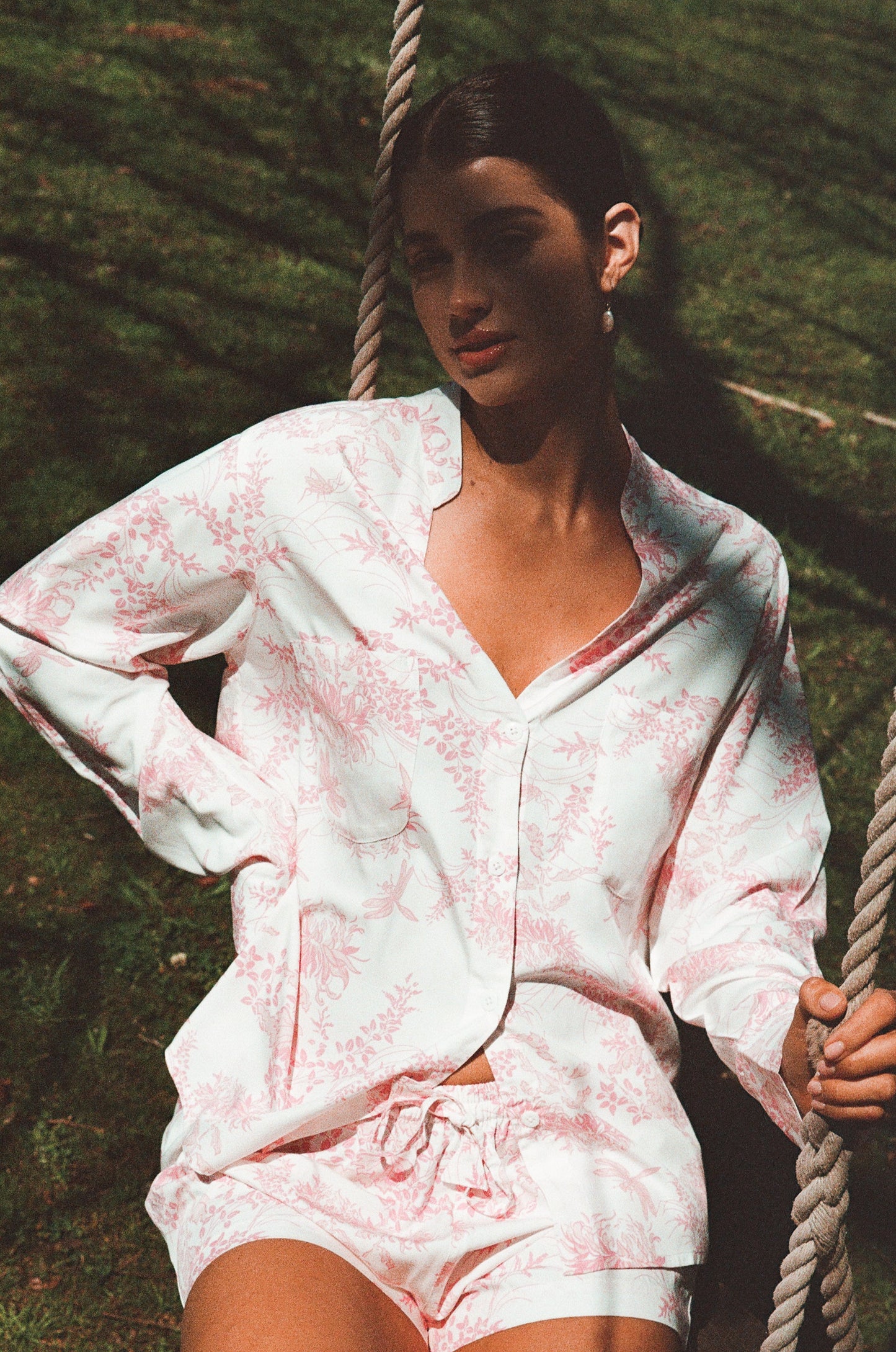 Maggie Pyjama Set - Long Sleeve - ECOVERO™ - Summer Toile Pink