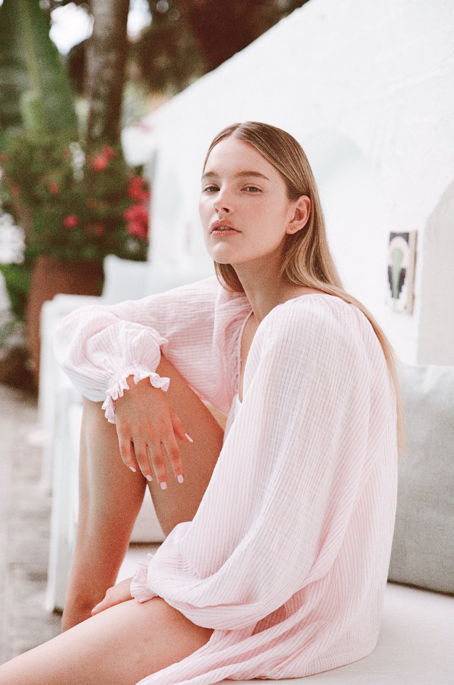 Heidi Resort Dress - Cotton - Stripe Pink