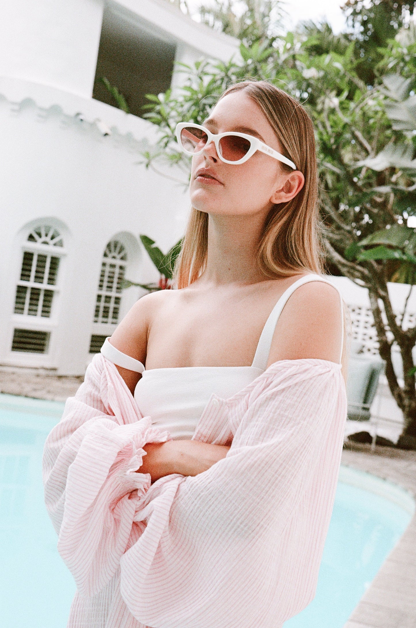 Heidi Resort Dress - Cotton - Stripe Pink