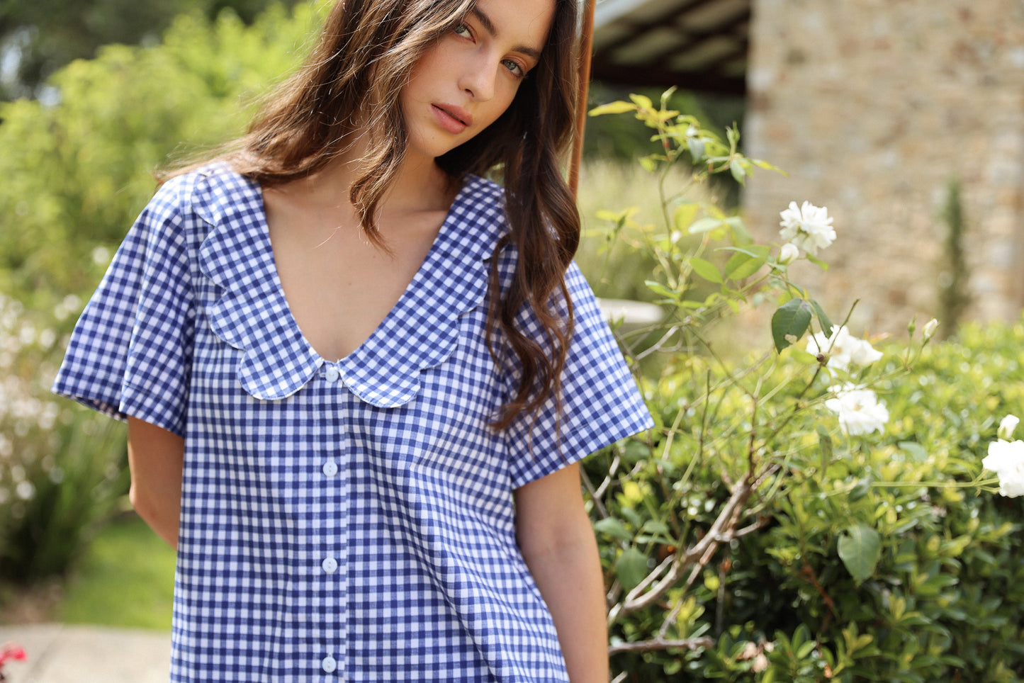 Penelope Sleep Set - Pants - Gingham - Navy