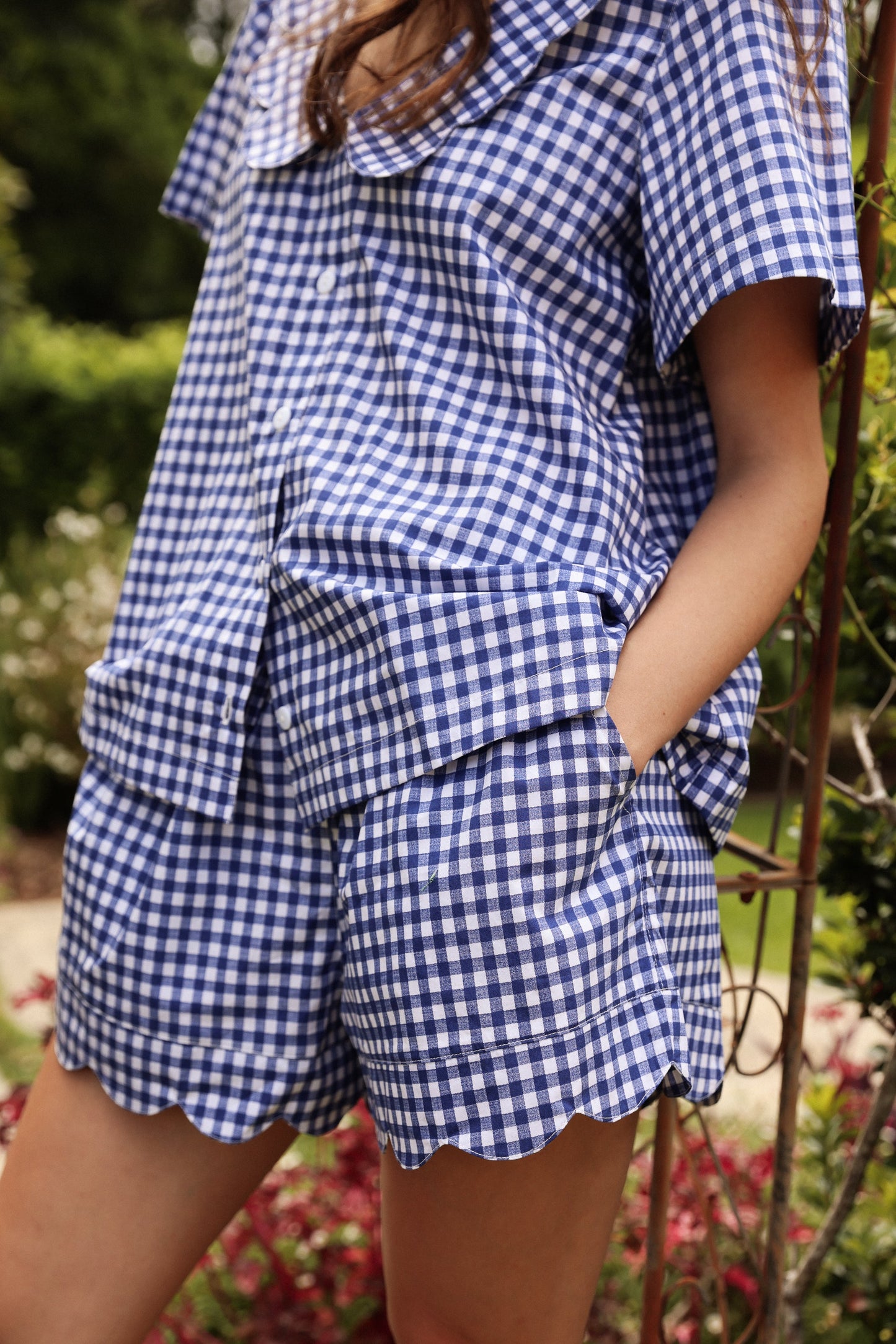 Penelope Sleep Set - Gingham - Navy