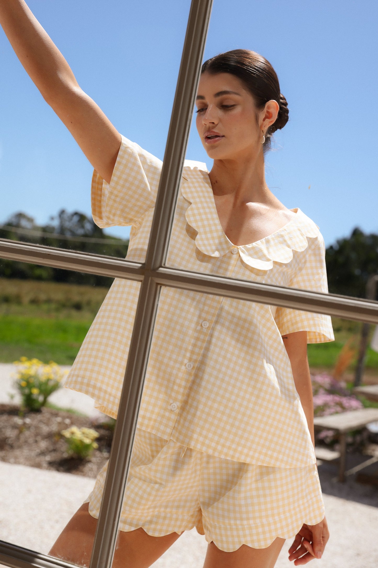 Penelope Sleep Set - Cotton - Gingham Yellow