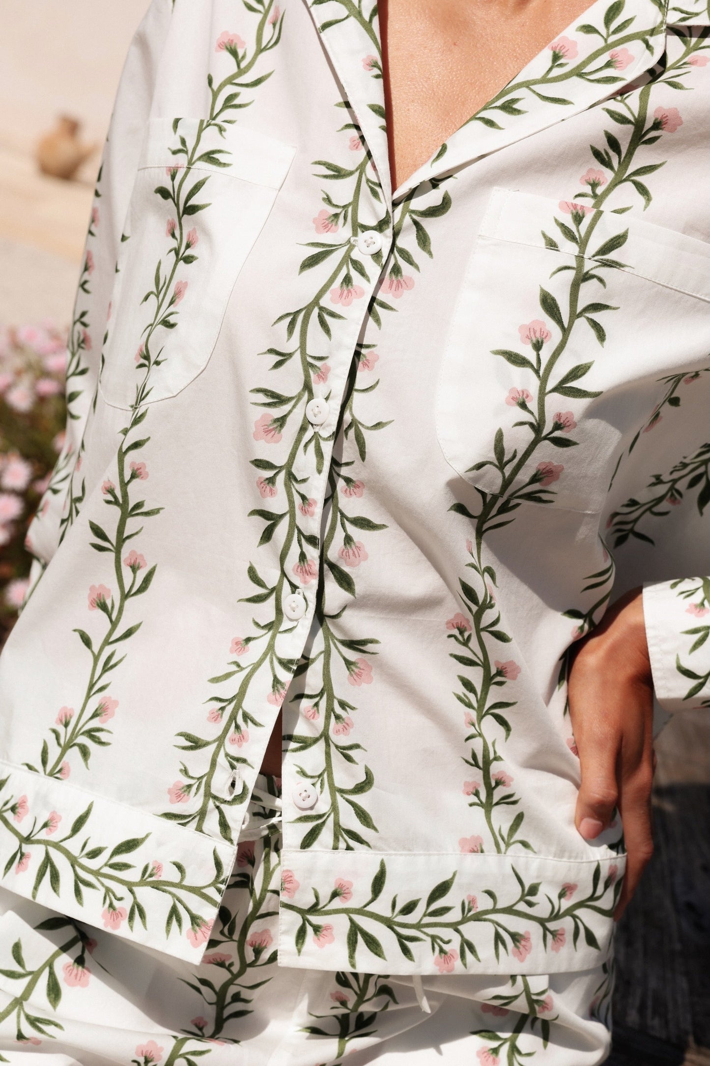 Emily Sleep Set - Long Sleeve - Cotton - Vine Pink