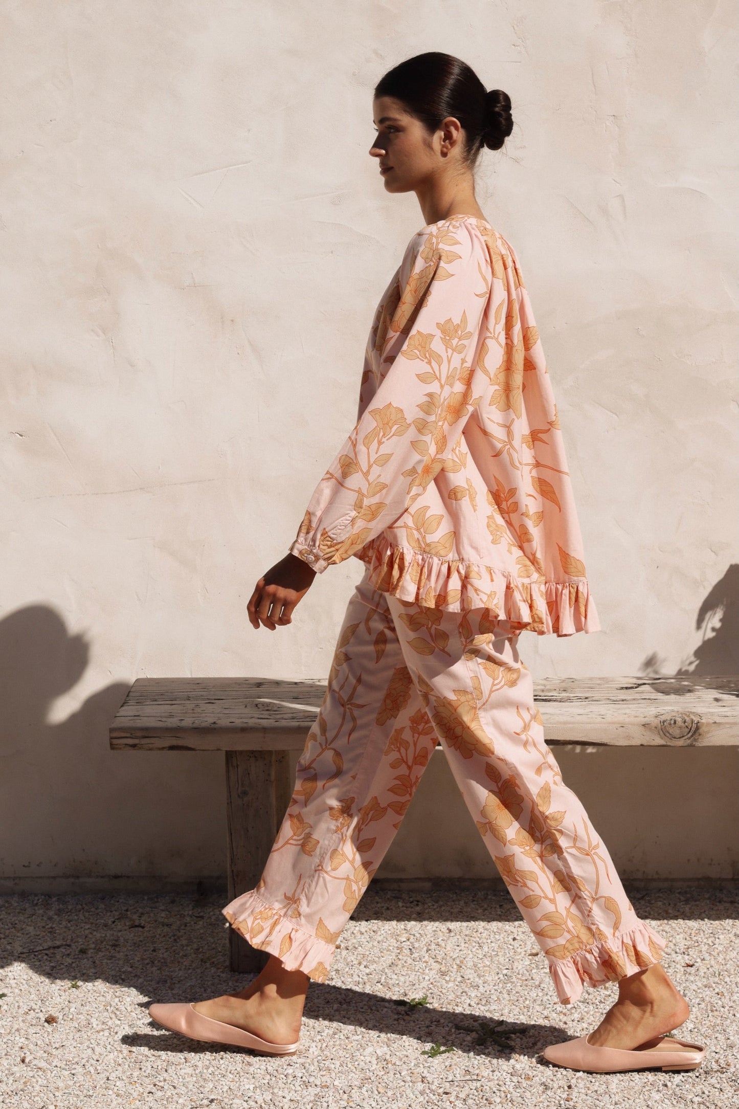 Sophie Sleep Set - Long - Cotton Modal - Romantic Floral Peach