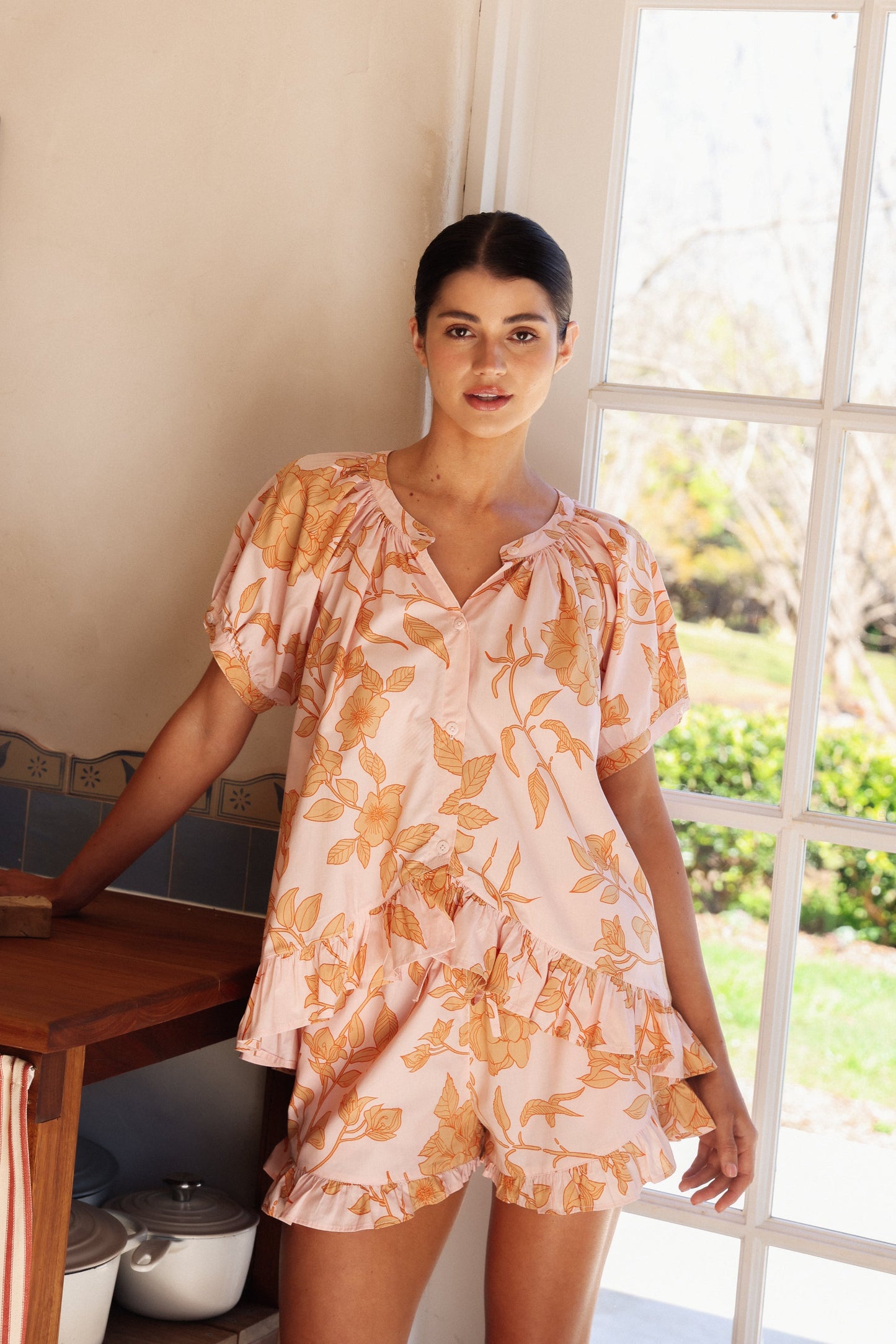 Sophie Sleep Set - Cotton Modal - Romantic Floral Peach