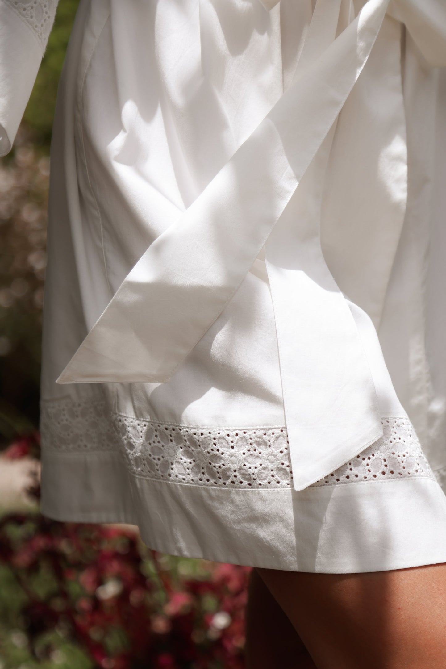 Giselle Bridal Robe - Cotton Modal Off White + Insert Trim