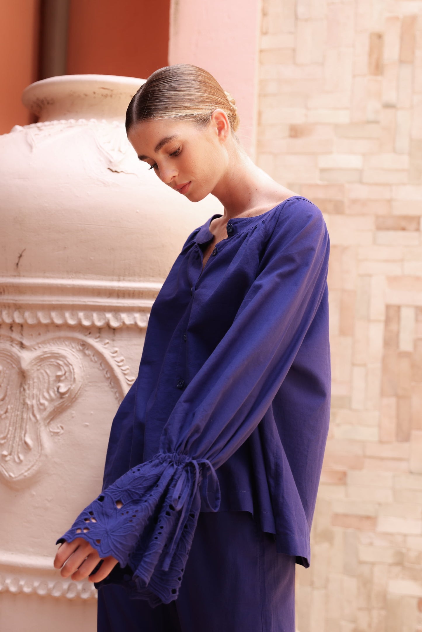 Claire Lounge Set - Cotton Embroidery - Twilight Blue