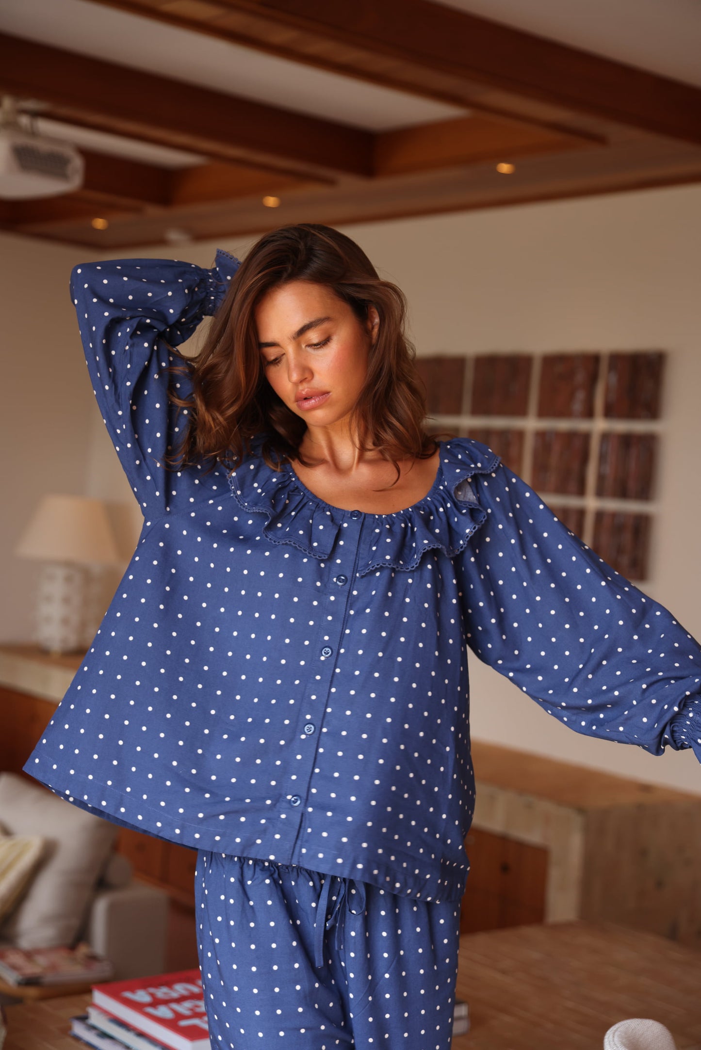 Jemima Sleep Set - Long - ECOVERO™ - Indigo Dot