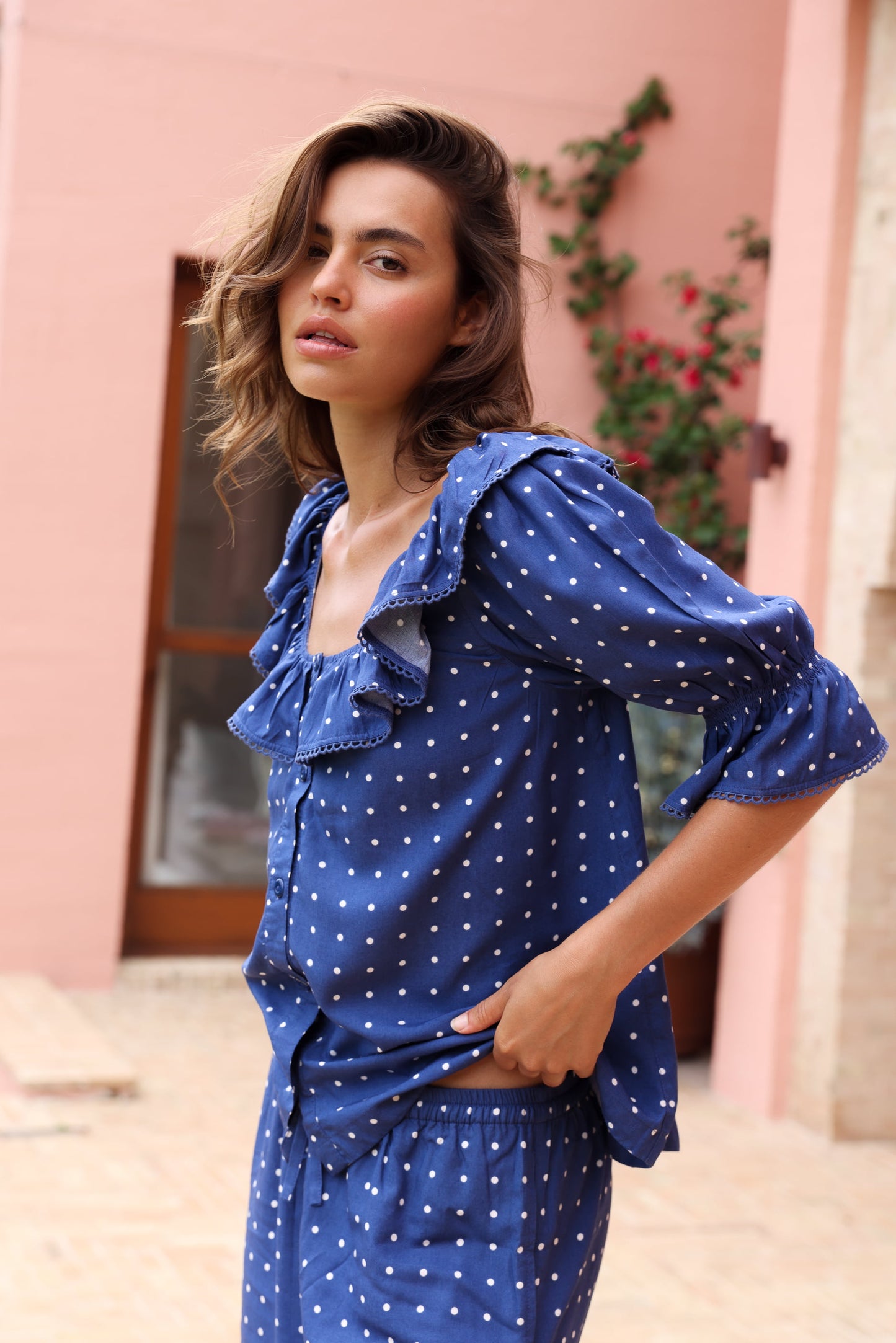 Jemima Sleep Set - Pants - ECOVERO™ - Indigo Dot