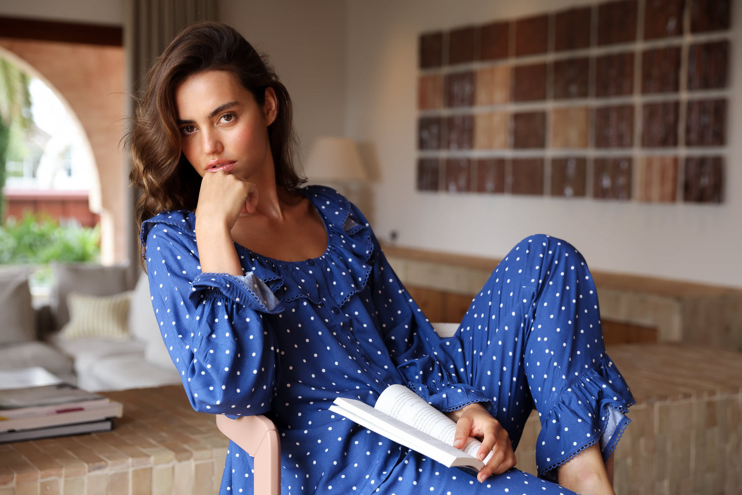 Jemima Sleep Set - Long - ECOVERO™ - Indigo Dot