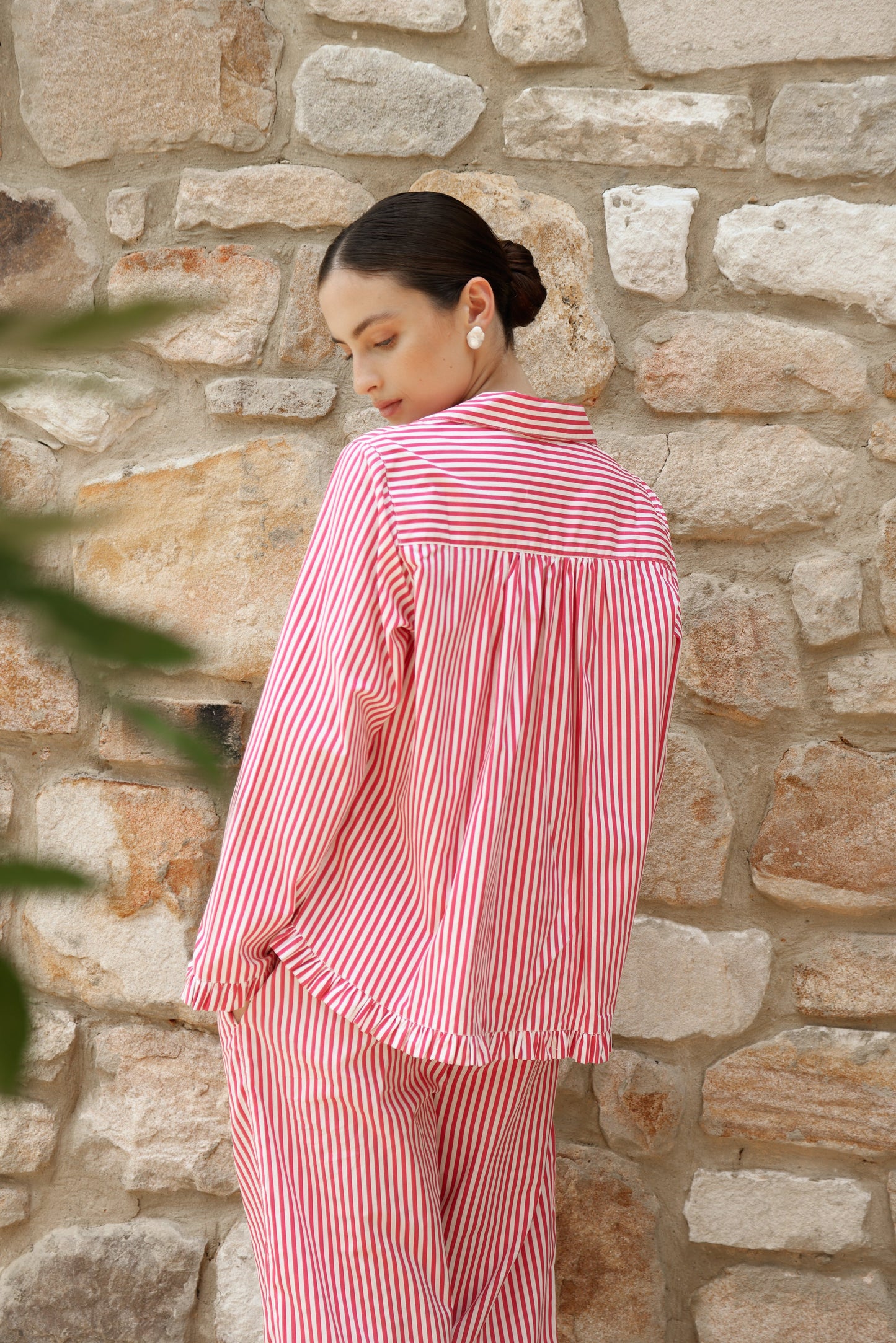 Felicity Frill Set - Long - Pinstripe Cherry