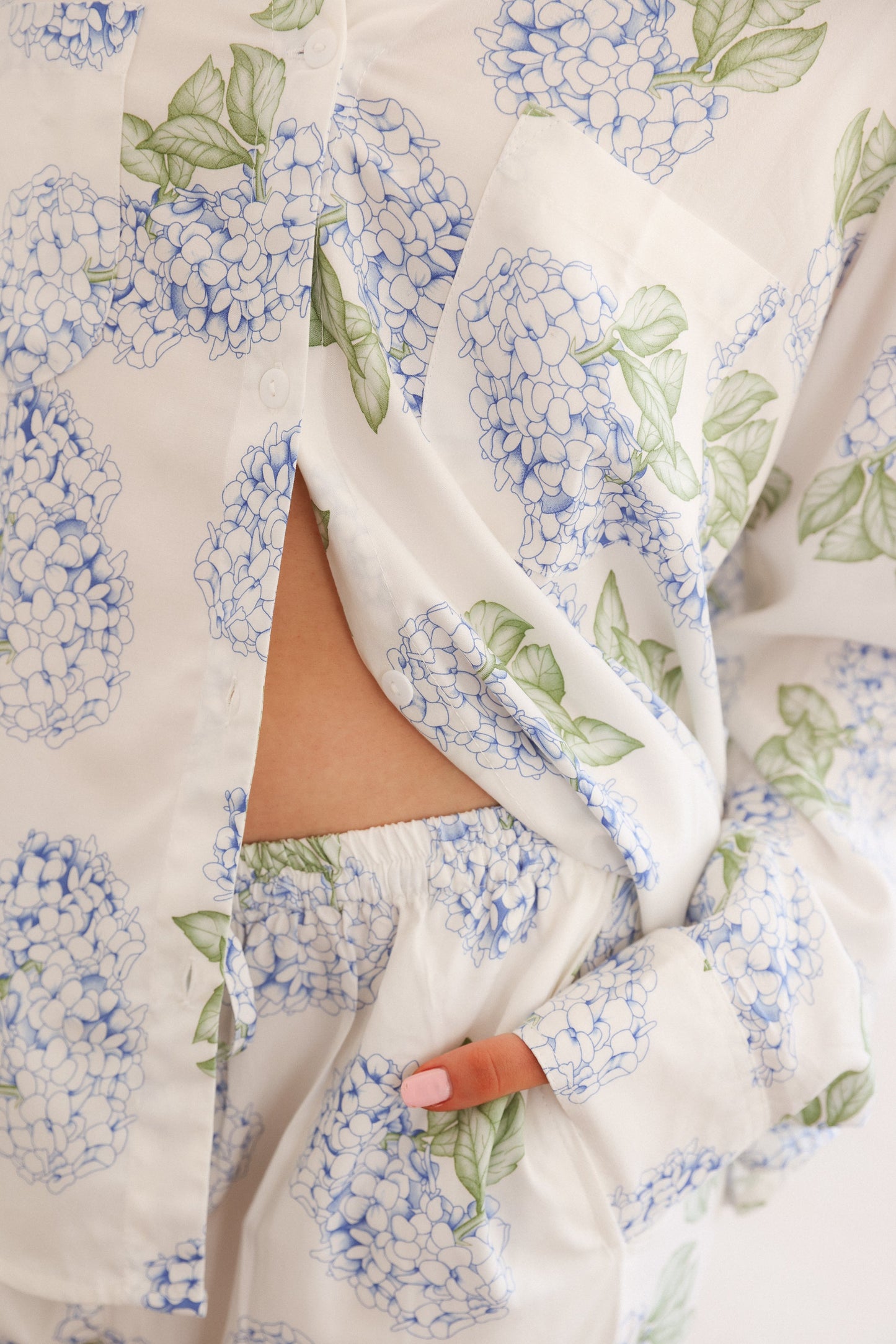 Maggie Pyjama Set - Long - Hydrangea Blue