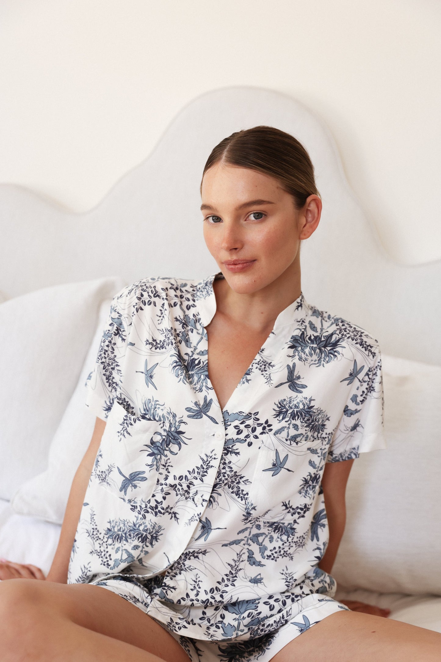 Maggie Pyjama Set - Summer Toile - Aegean Blue